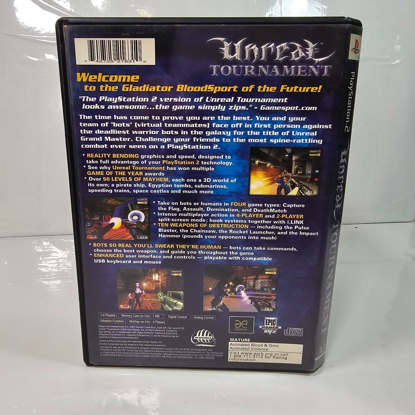 Unreal Tournament (Sony PlayStation 2, 2000) Game Case Manual