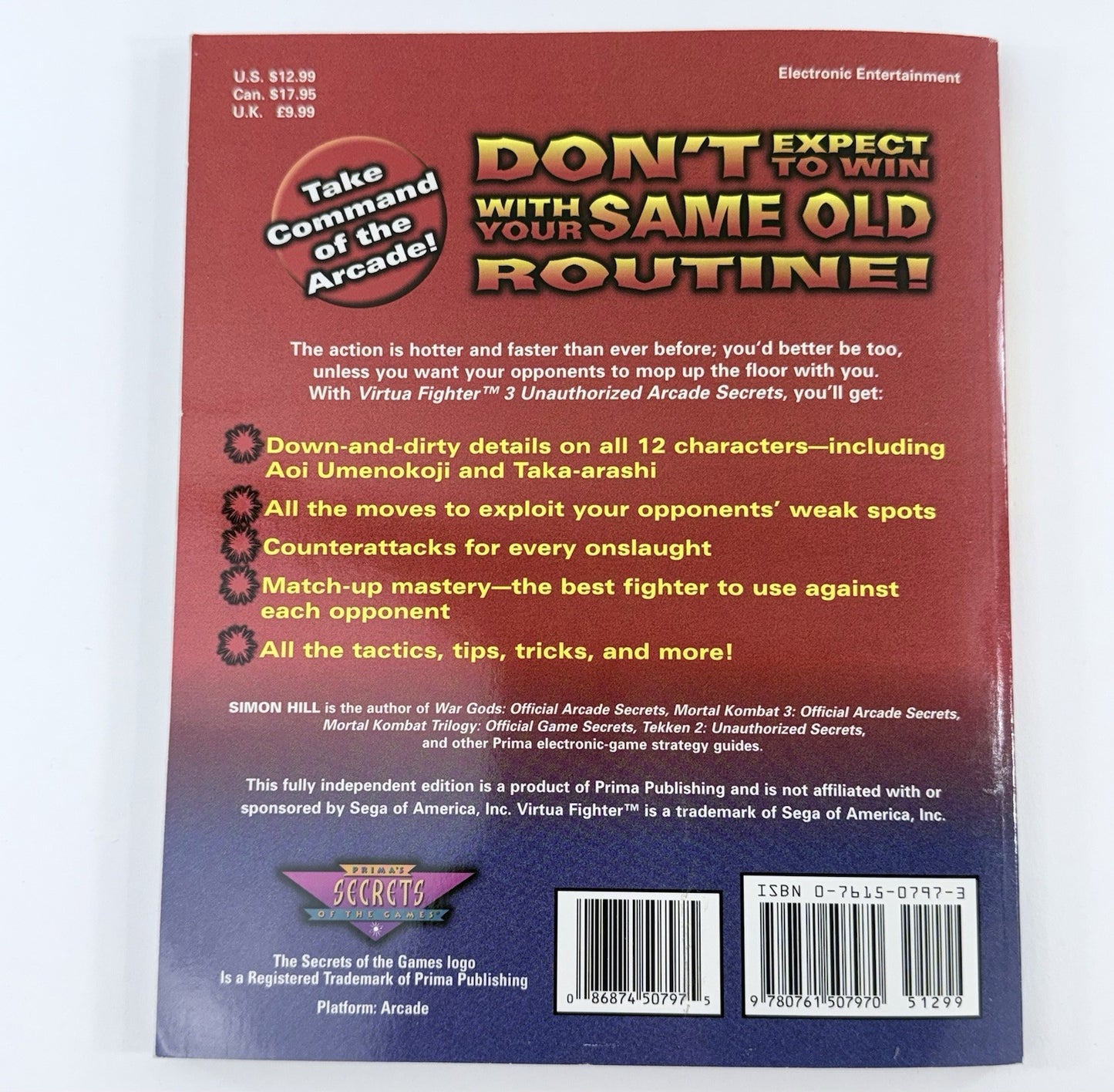 Prima's Virtua Fighter 3: Unauthorized Arcade Secrets (Paperback, 1997)