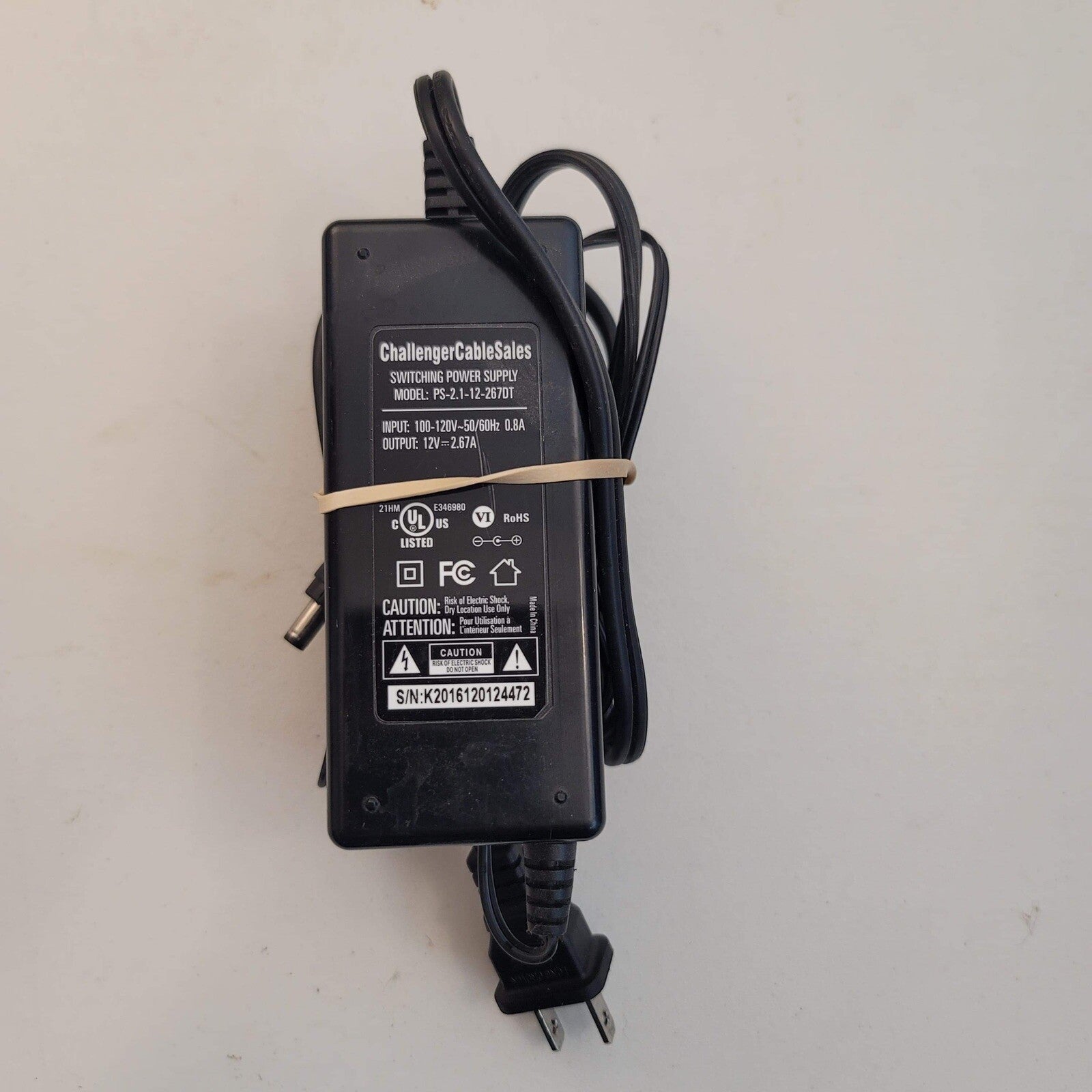 Challenger Cable Sales 12V 2.67A Switching Power Supply PS-2.1-12-267DAT