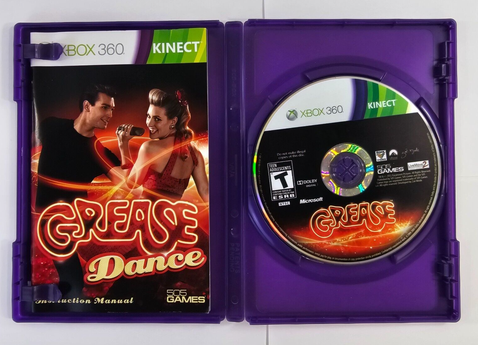 Grease: Dance (Microsoft Xbox 360, 2011) Game Case Manual - Tested - Kinect Game