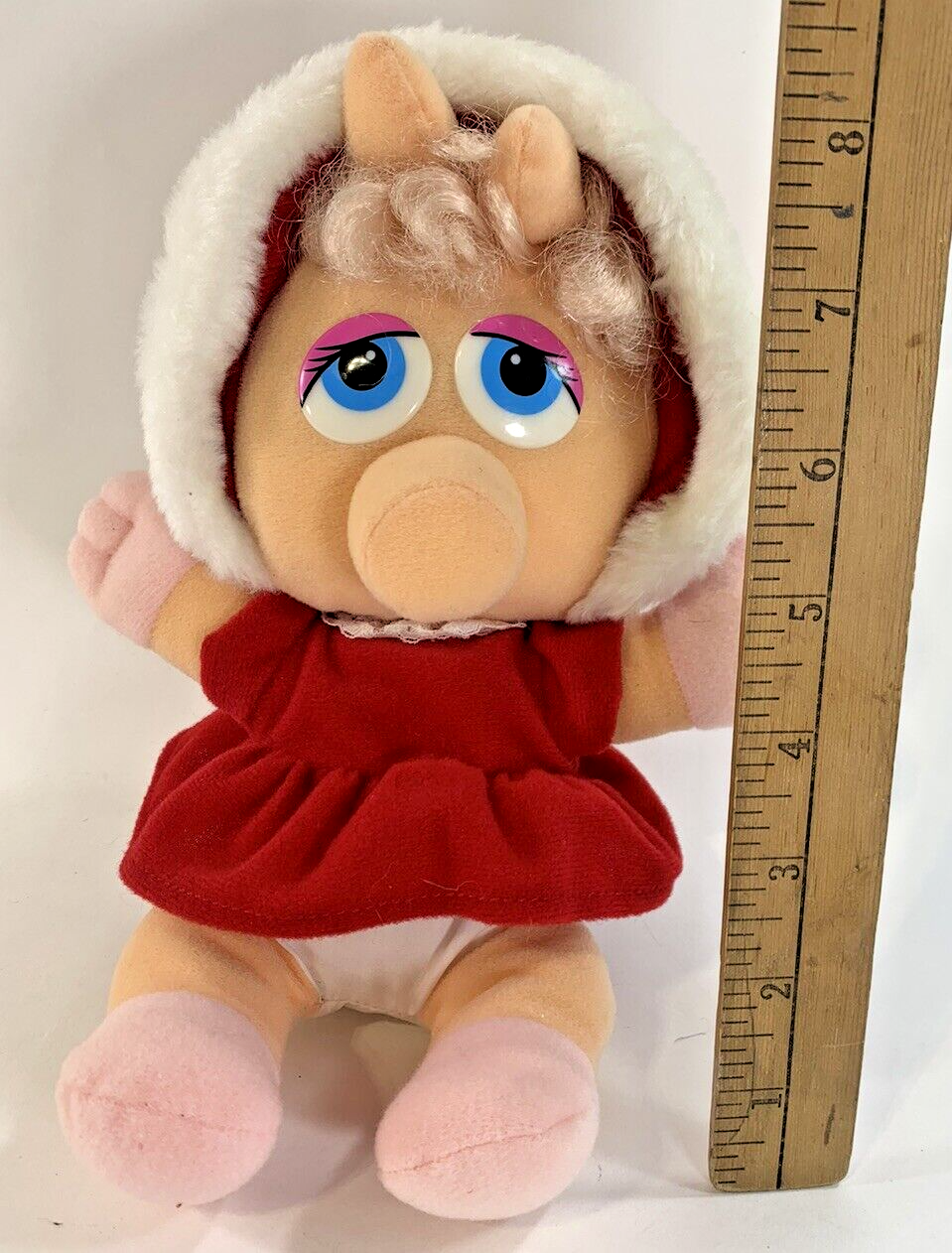 1987 Muppet Baby Miss Piggy Vintage Plush Christmas Doll 9" Jim Henson