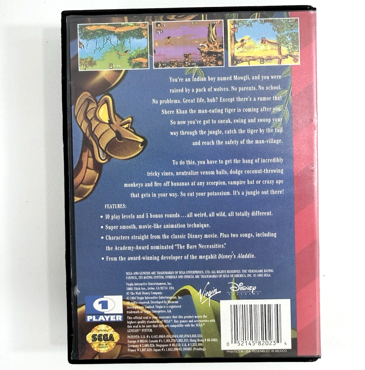 The Jungle Book (Sega Genesis, 1994) Original Game Case Only - No Game