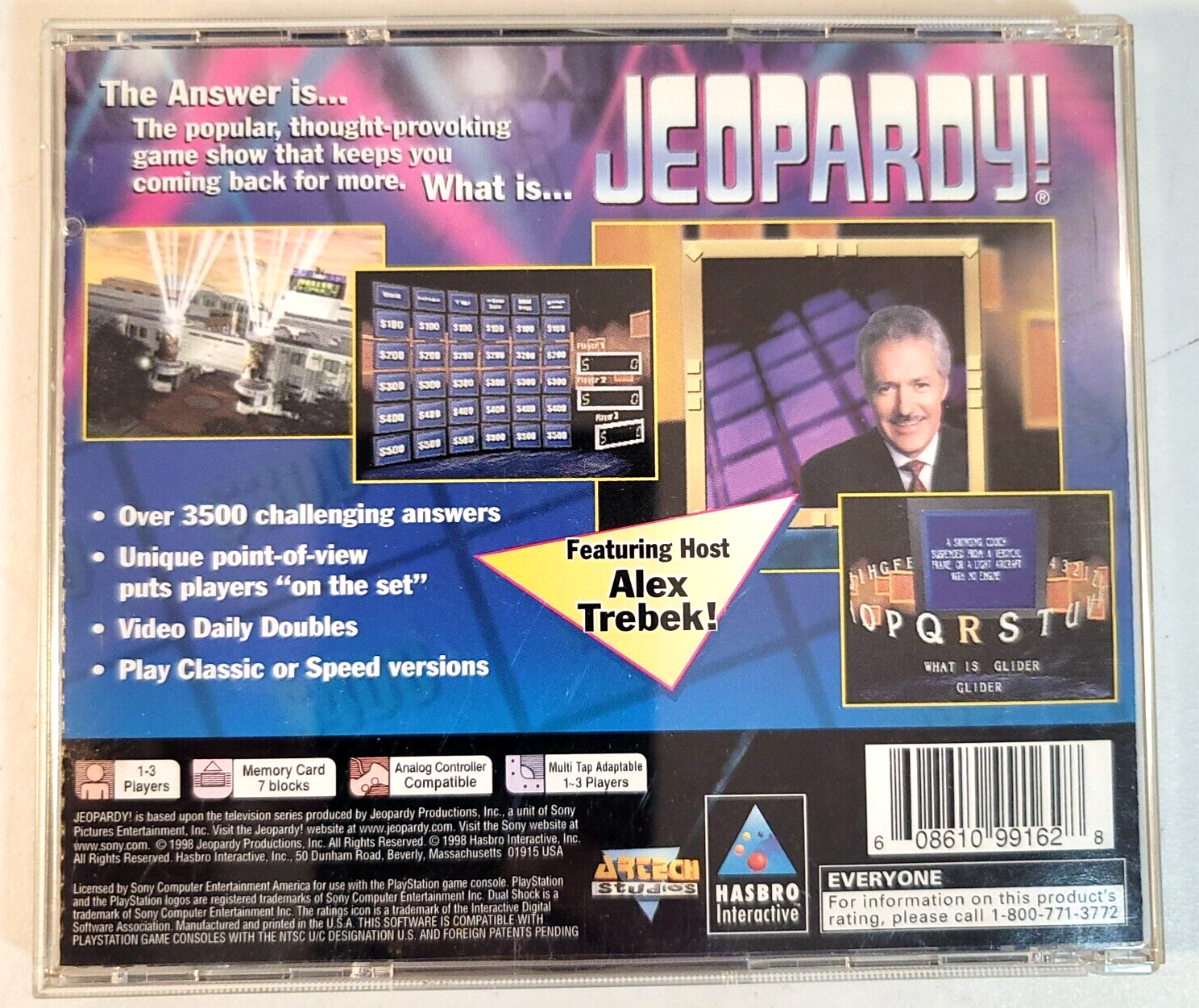 Jeopardy (Sony PlayStation 1, 1998) Game Case Manual - Tested and Working