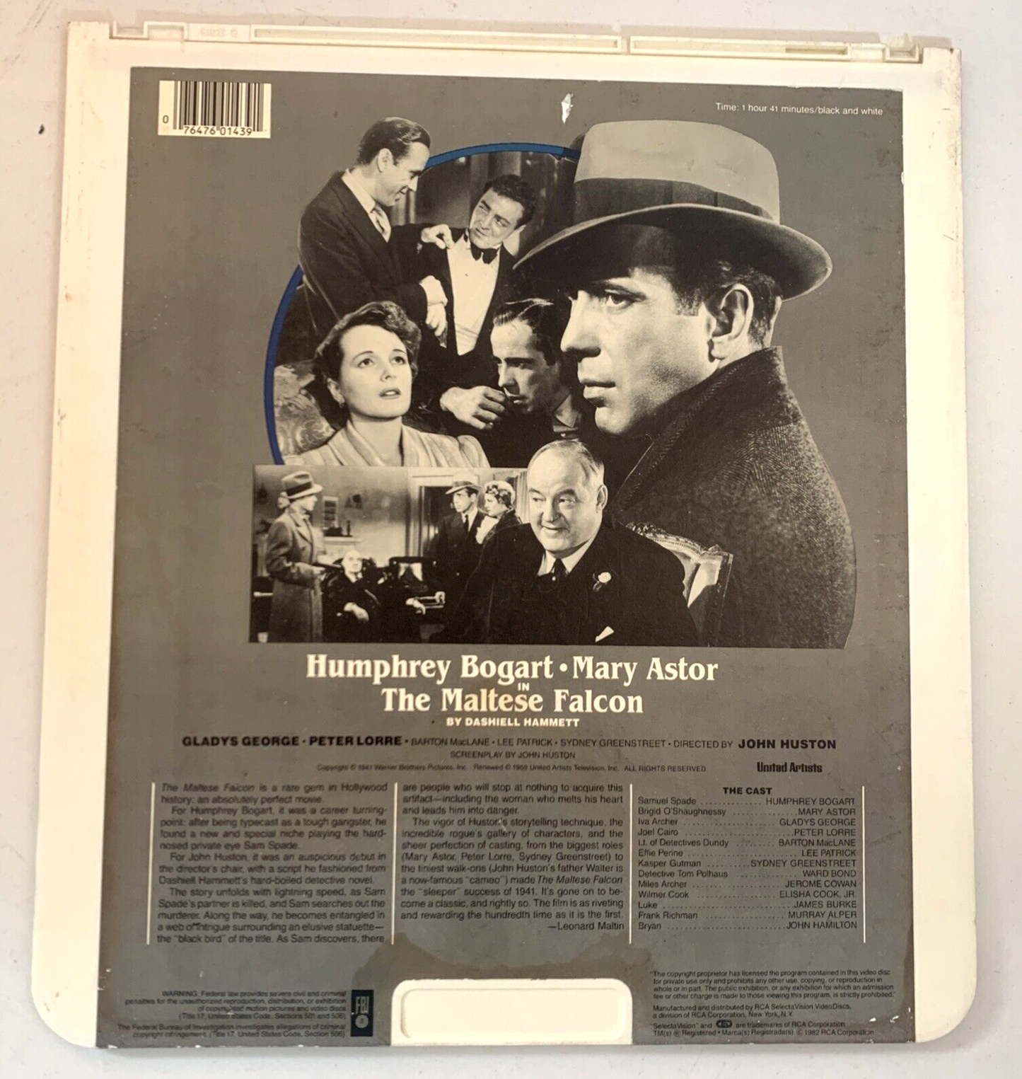 The Maltese Falcon CED VideoDisc (1969) RCA SelectaVision 