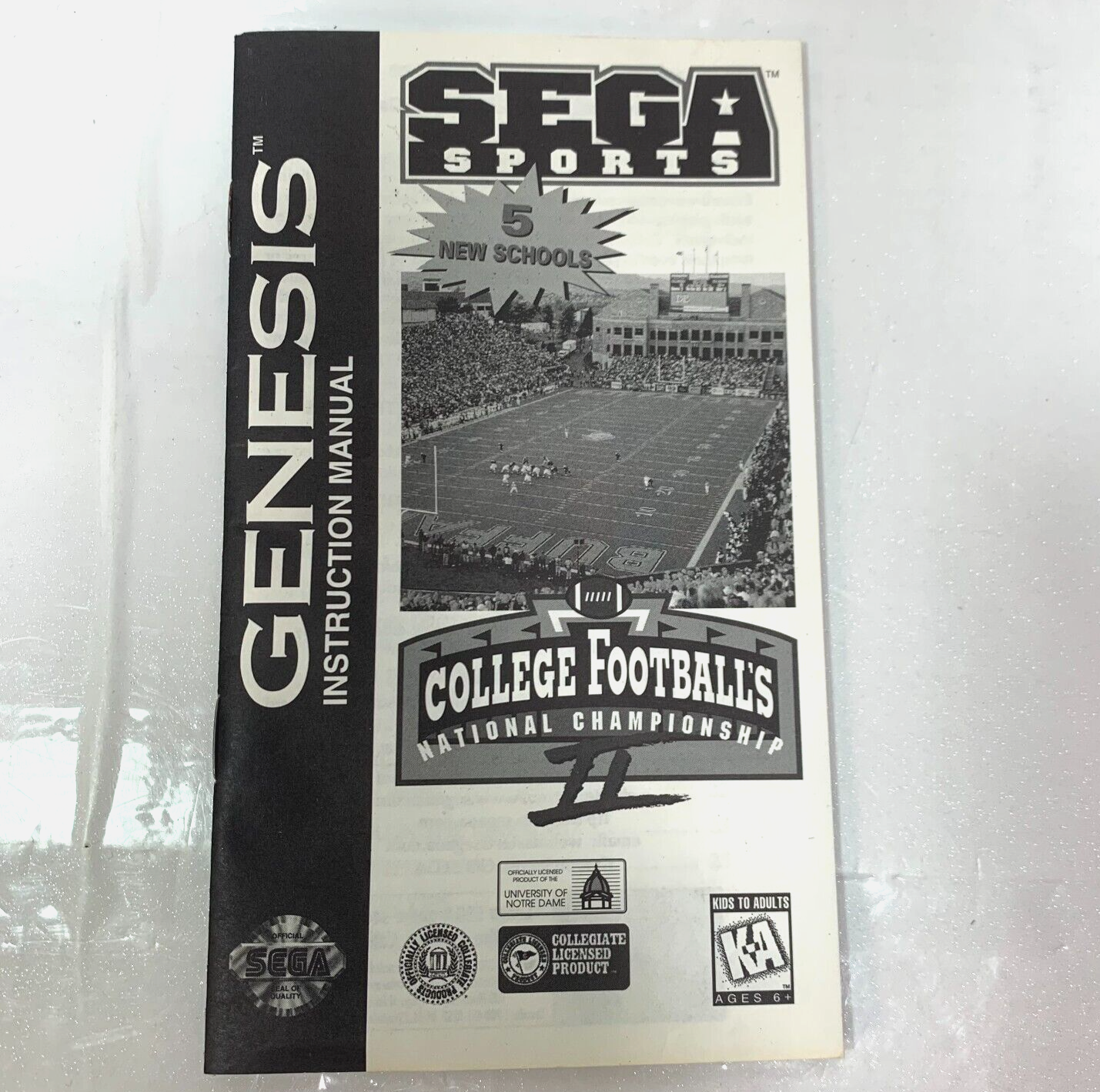College Football National Championship 2 (Genesis, 1995) Game Box Manual Insert