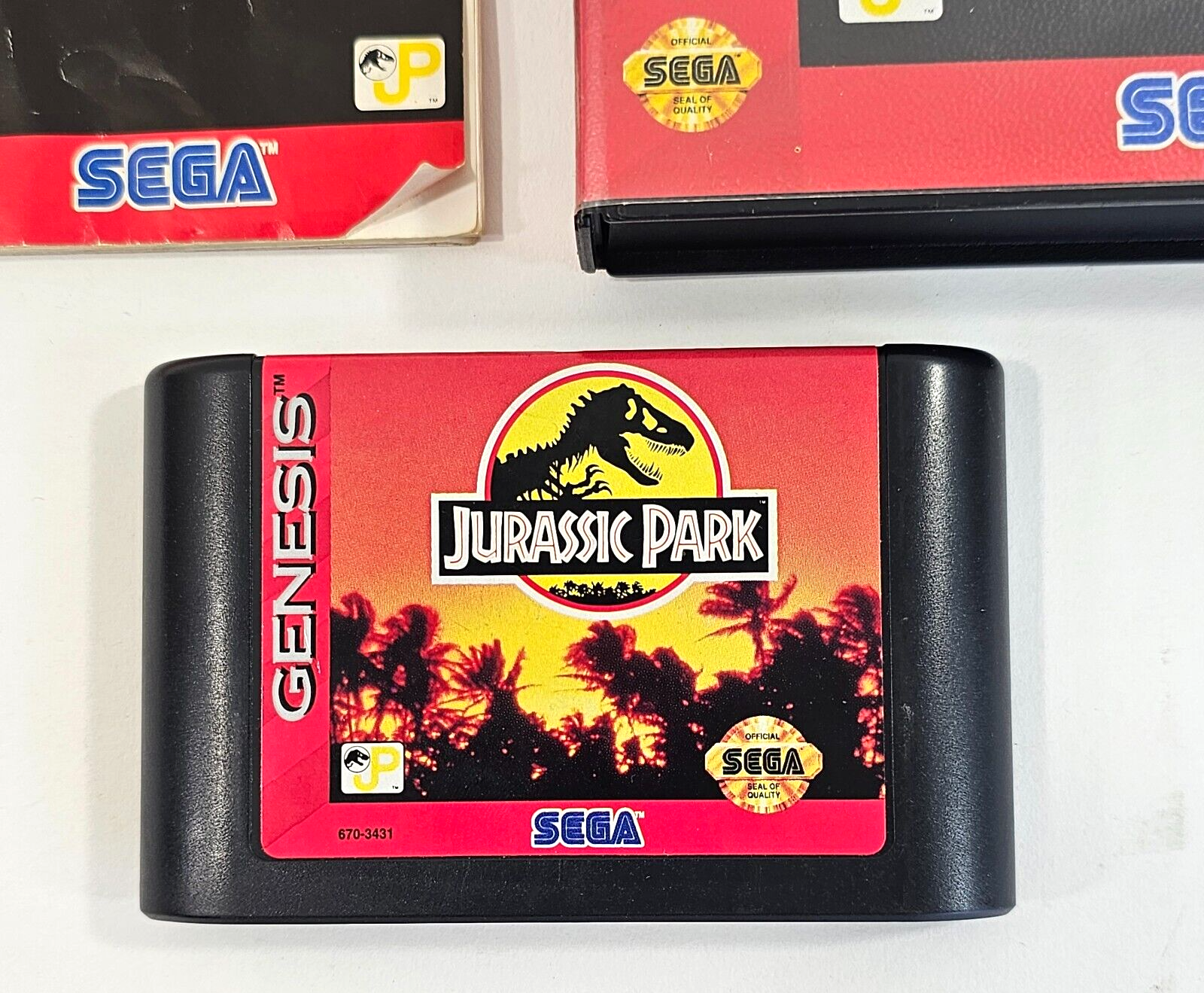 Jurassic Park (Sega Genesis, 1993) Game Manual and Case with Hangtab - Tested