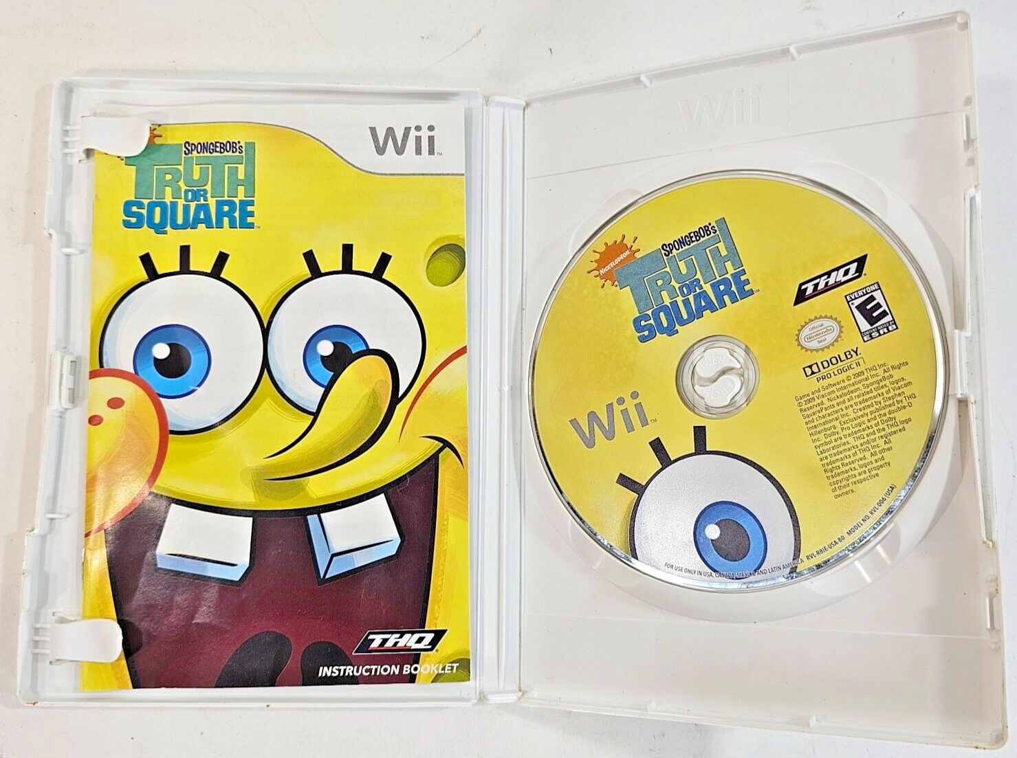 SpongeBob's Truth or Square (Nintendo Wii, 2009) Game Case Manual - Tested