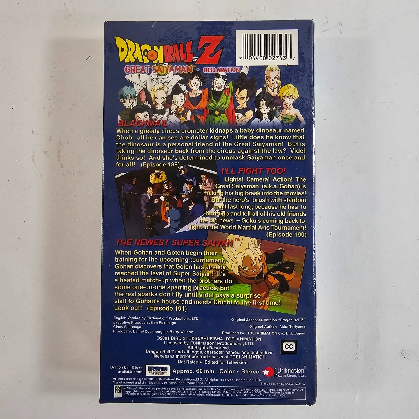 Dragon Ball Z - Great Saiyaman: Declaration (VHS, 2001, Edited Version) NEW
