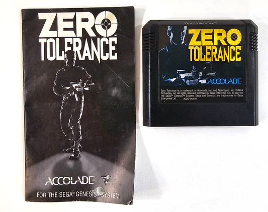 Zero Tolerance (Sega Genesis, 1994) Game and Manual