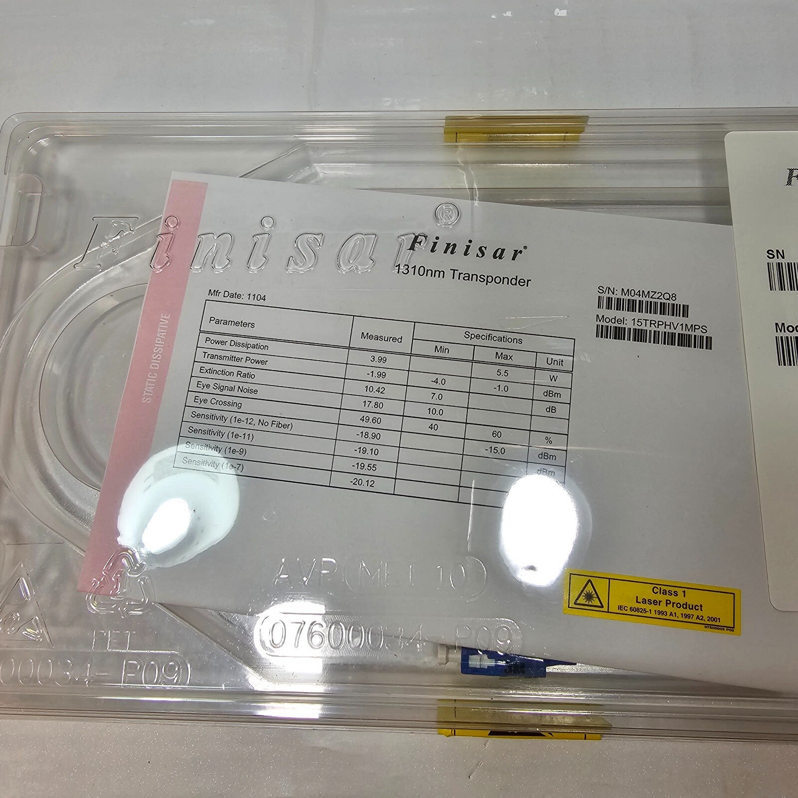 Finisar 1310nm Transponder 15TRPHV1MPS New Sealed