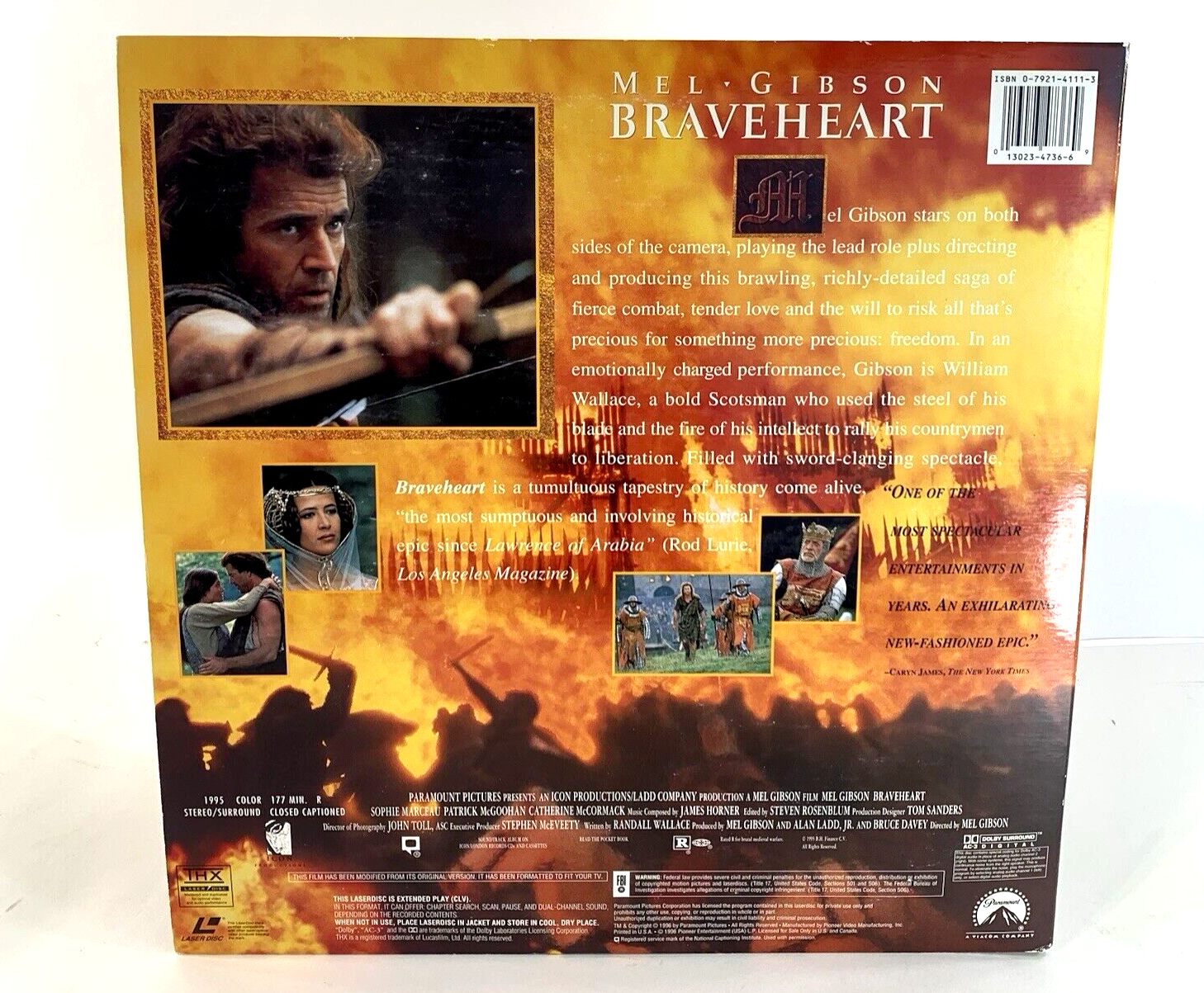 Braveheart (Widescreen Laserdisc CLV, 1995) Tested and Working