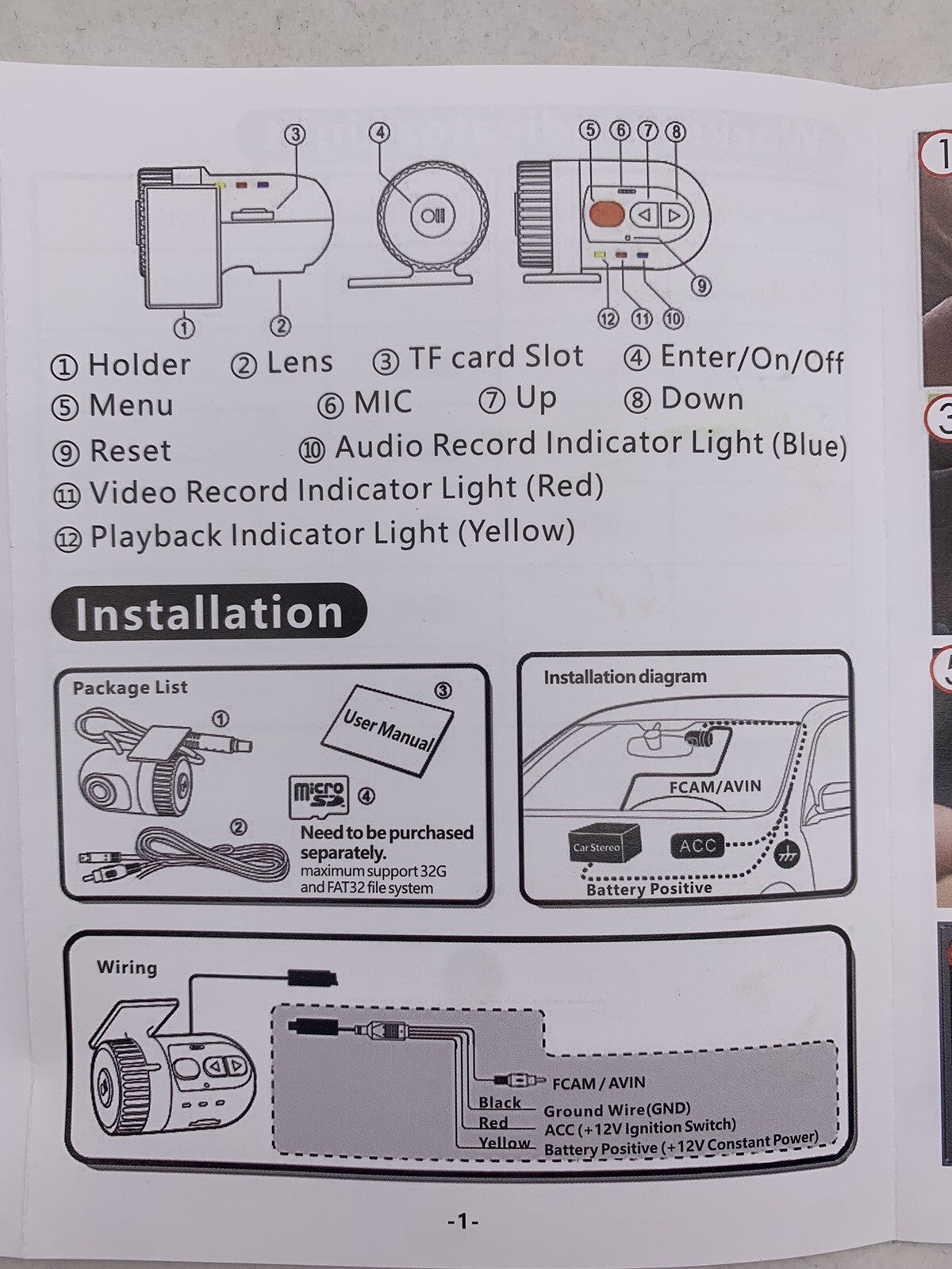 1080P 2.5" Dash Cam G-Sensor Video and Audio Recorder  - No Screen
