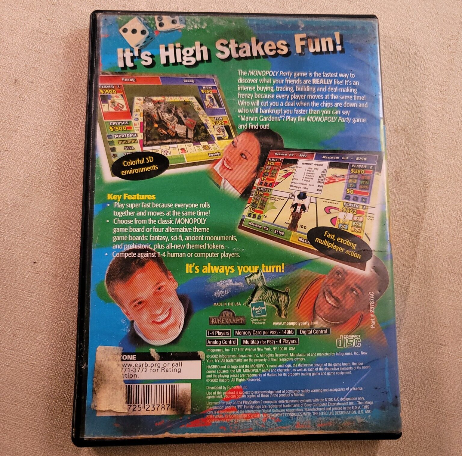 Monopoly Party (PlayStation 2, 2002) Game, Case, and Manual CIB