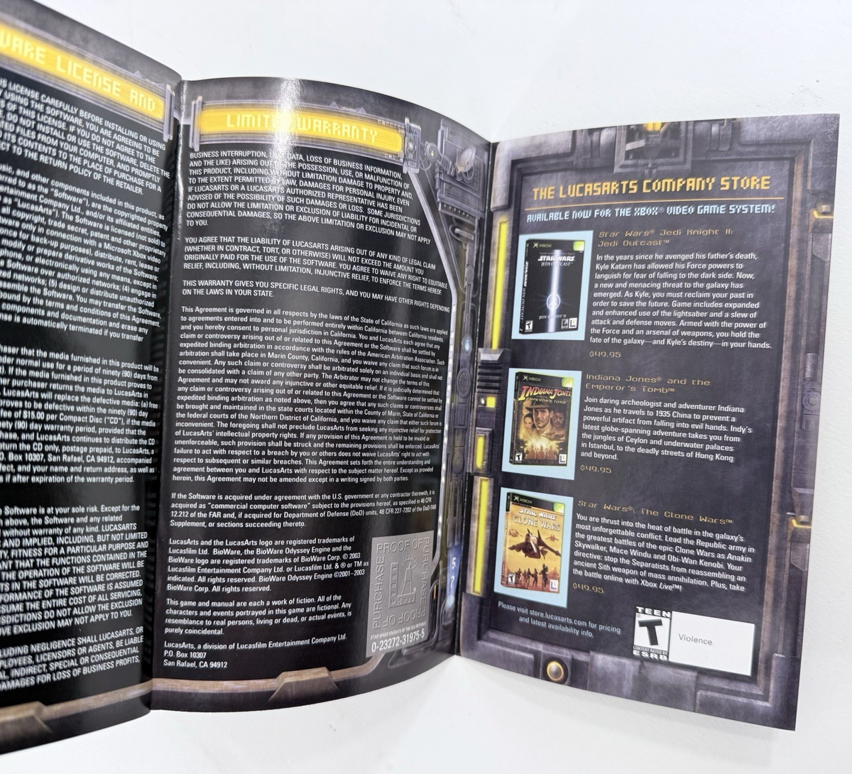 Star Wars Knights of the Old Republic (Xbox, 2003) Game Case Manual Registration