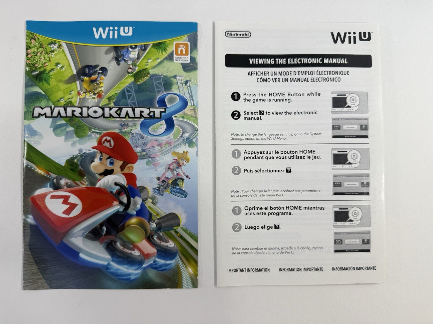 Mario Kart 8 (Nintendo Wii U, 2014) Game Case Manual Insert - Tested and Working
