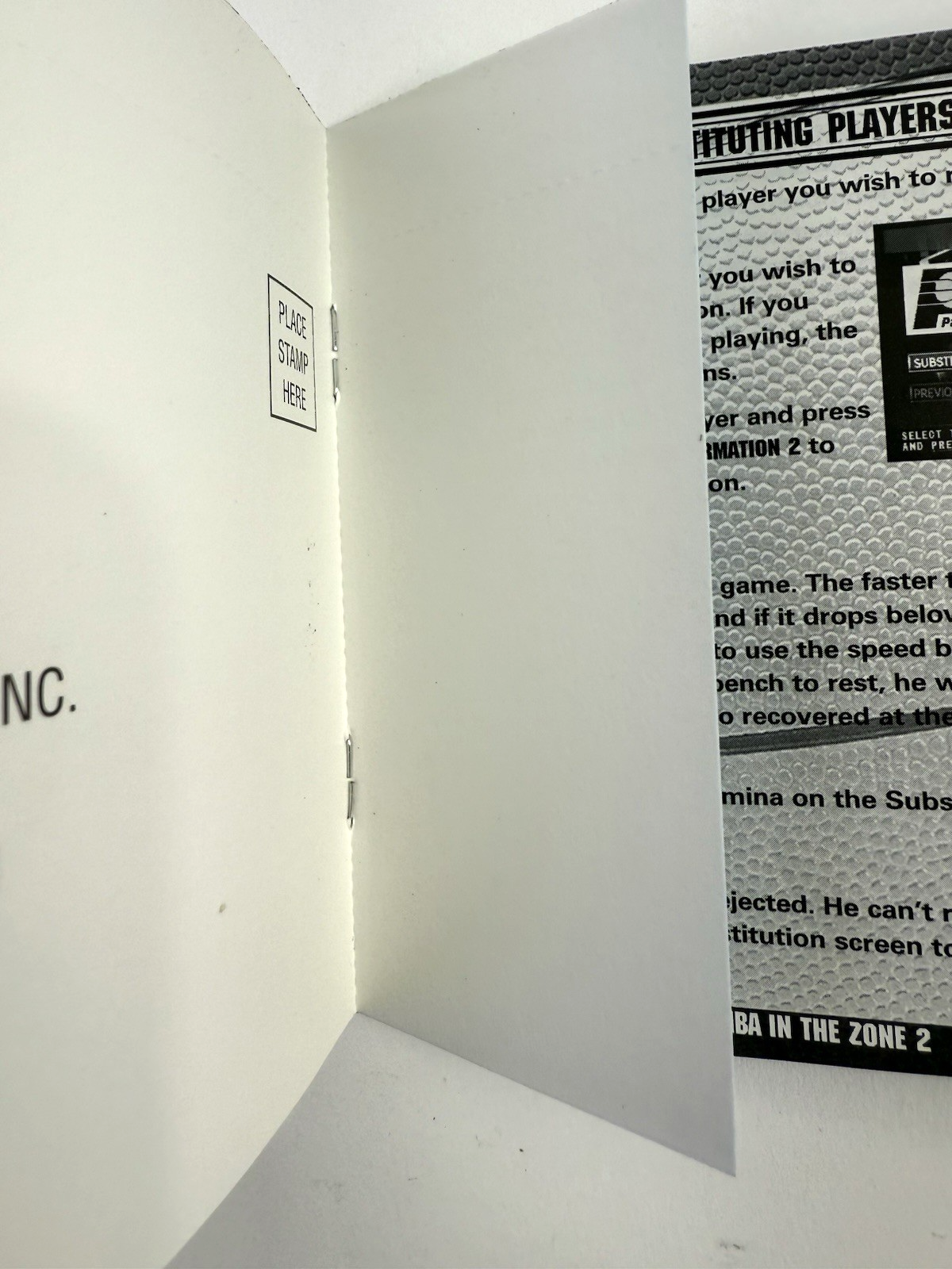 NBA: In the Zone 2 (Sony PlayStation 1, 1996) Game Case Manual Registration Card
