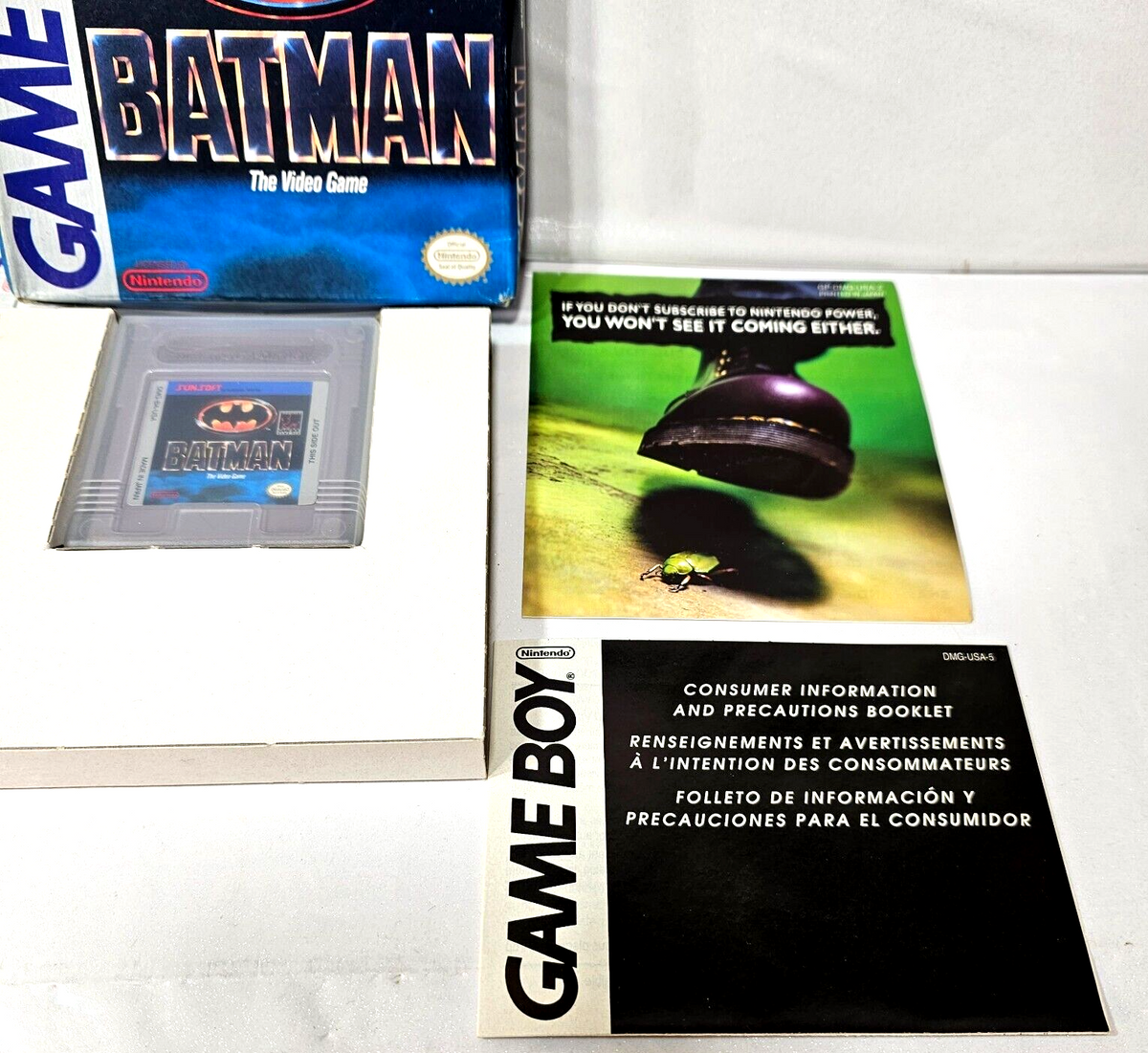 Batman: The Video Game (Nintendo Gameboy, 1990) Game Manual Box Inserts - Tested