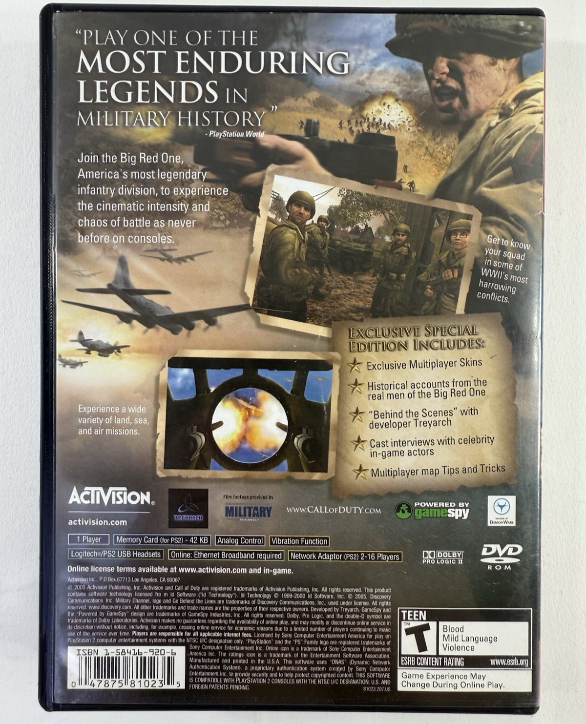 Call of Duty 2: Big Red One (Sony PlayStation 2, 2005) Game Case Manual - Tested