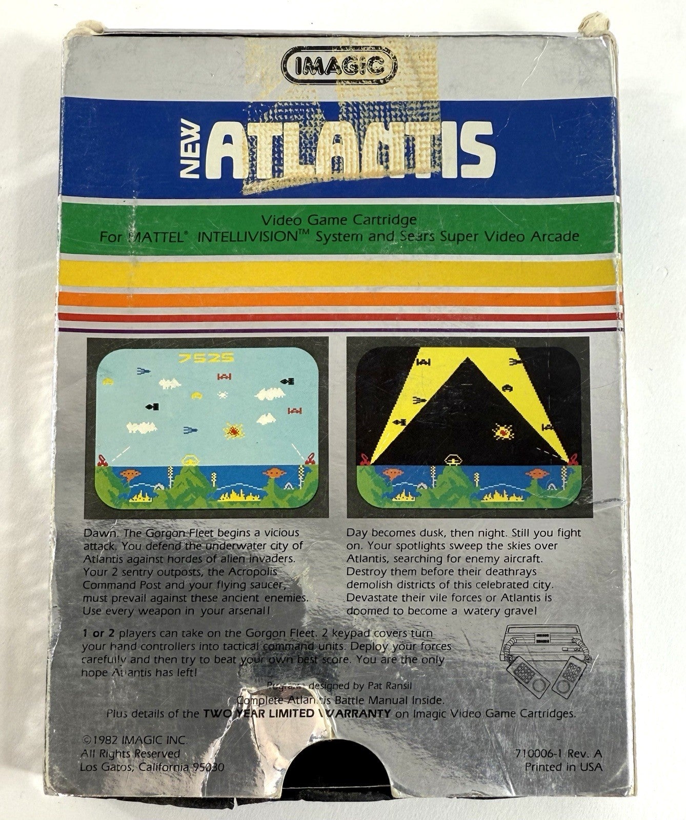 Atlantis (Intellivision, 1982) Game Box Manual Overlay - Tested and Working