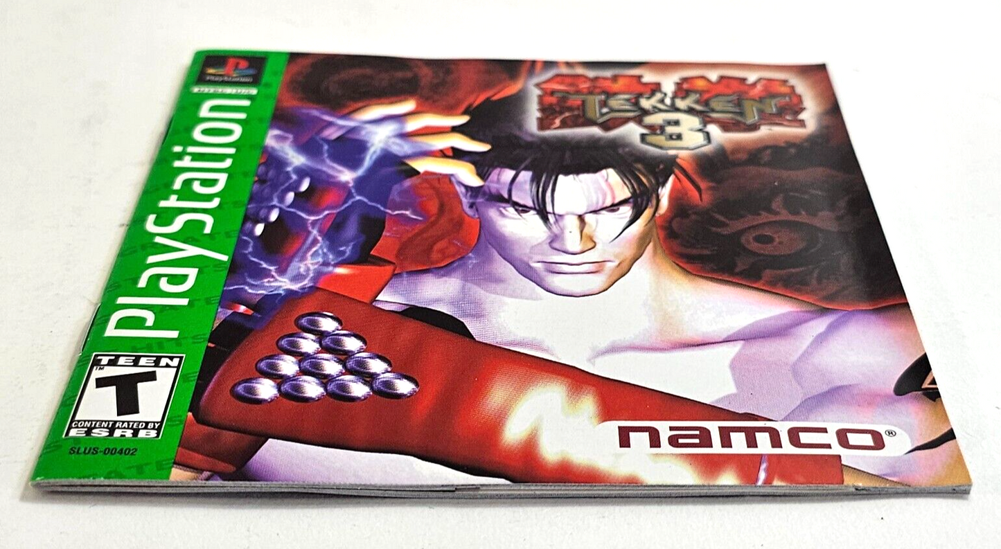 Tekken 3 (Sony PlayStation 1, 1998) Game Case Manual Registration - Tested