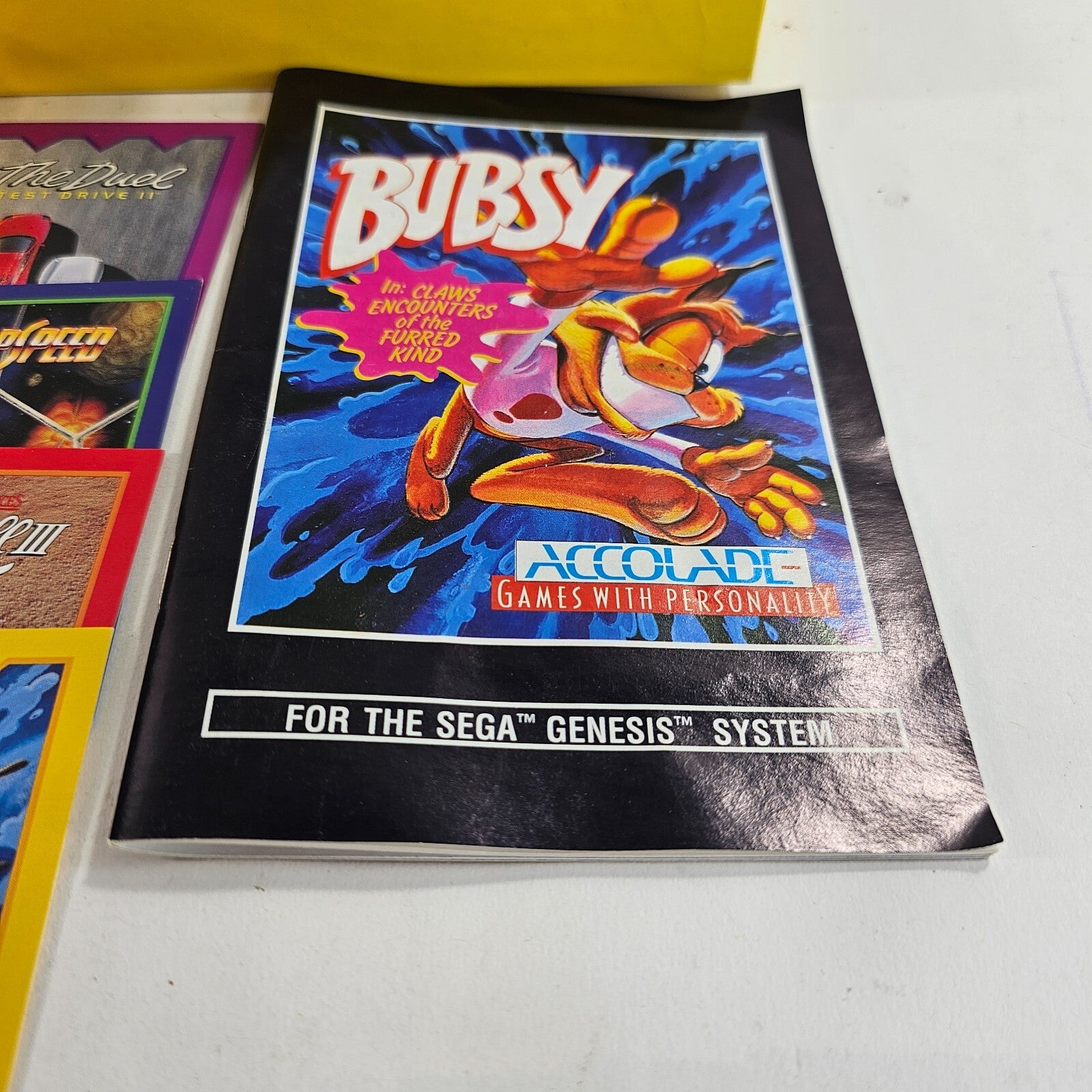 Bubsy (Sega Genesis, 1994) Game Box Manual Cards - Tested and Working