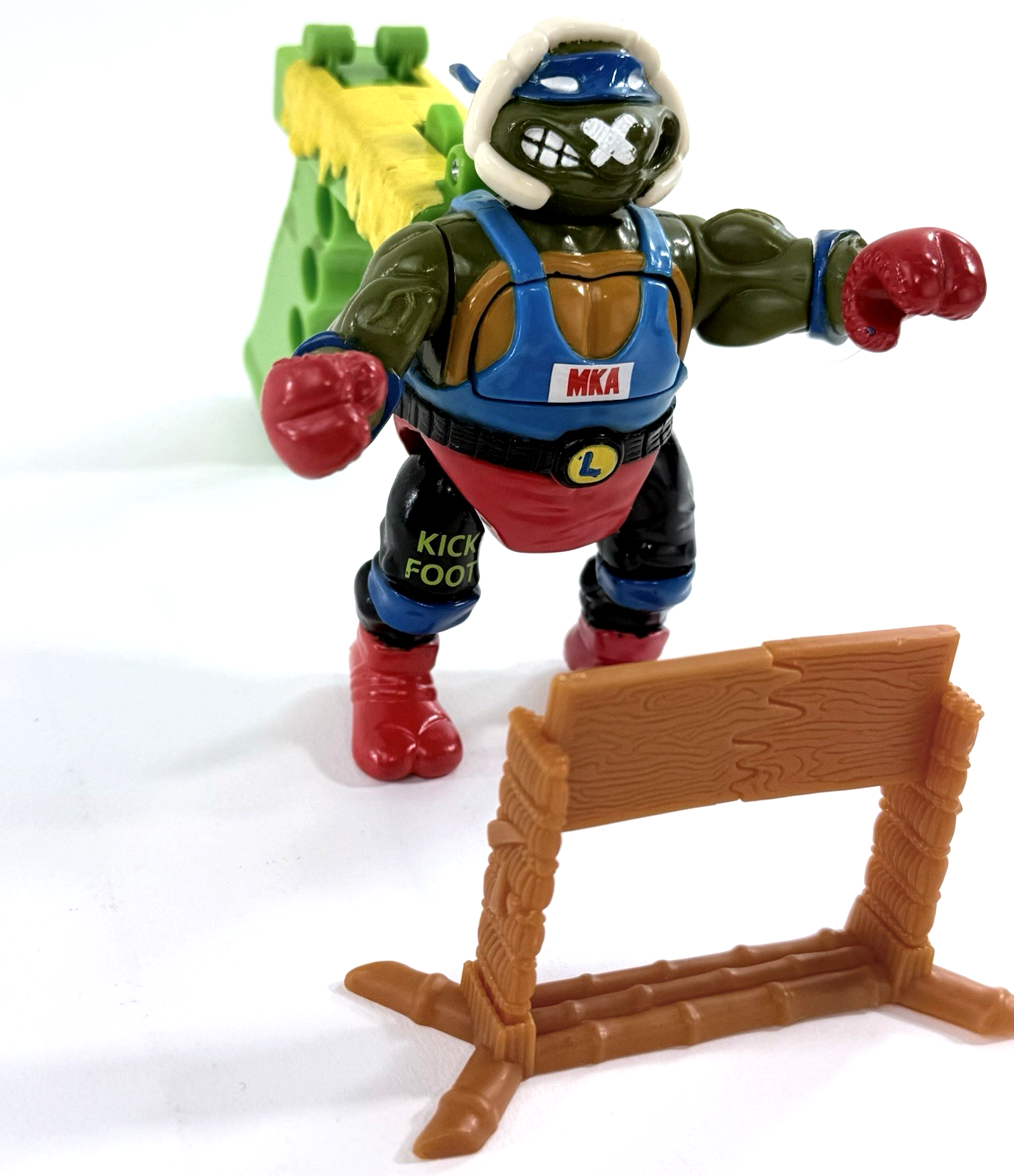 Playmates 1992 TMNT 6" Kowabunga Kickboxing Leo & Complete Accessories - Tested