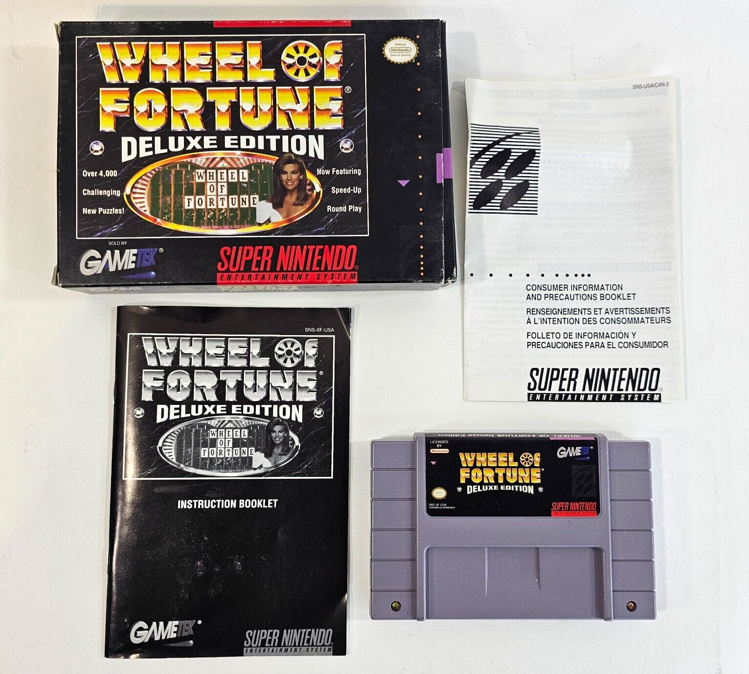 Wheel of Fortune Deluxe Edition (Super Nintendo, 1993) Game Box Manual Insert