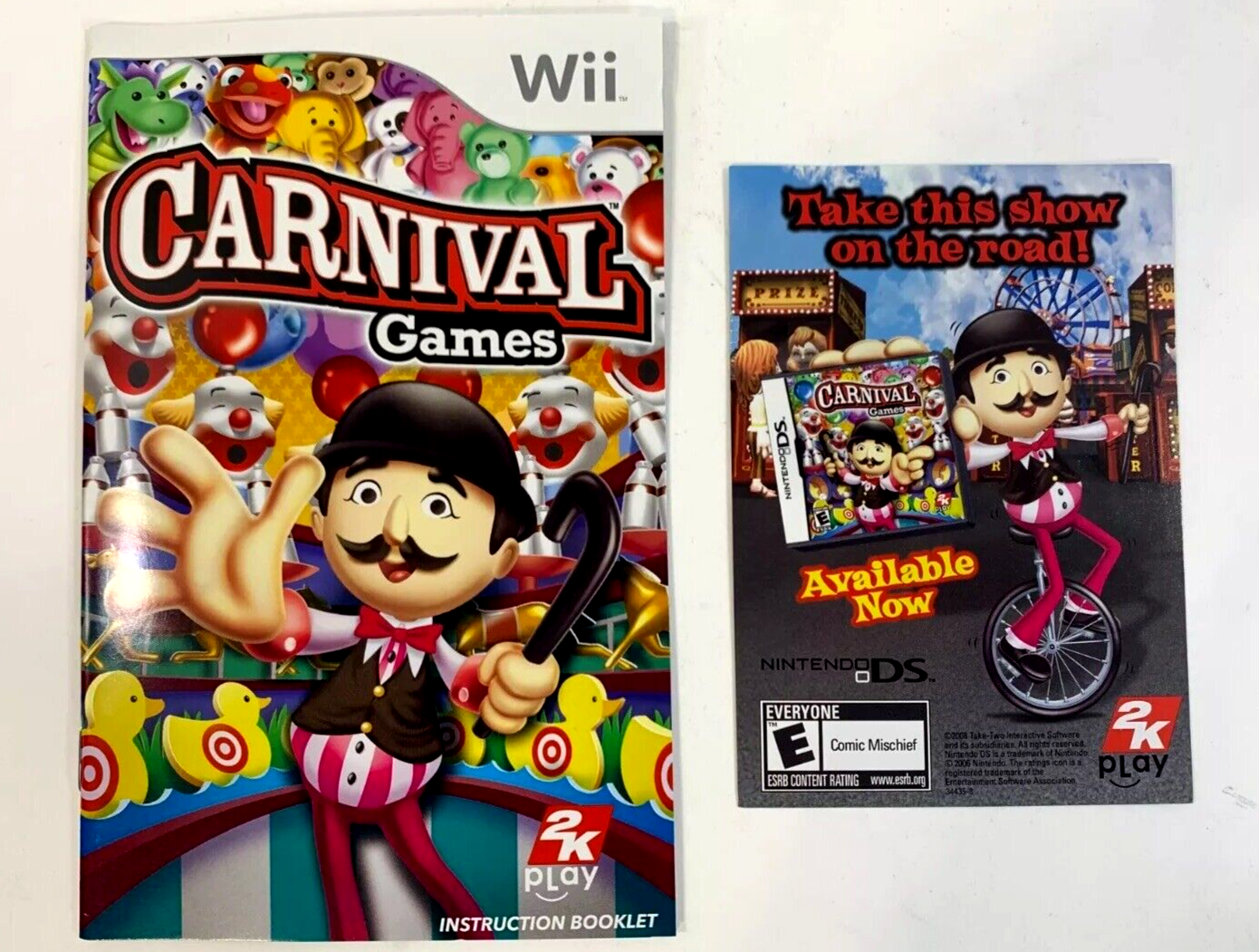 Carnival Games (Nintendo Wii, 2007) Game Case Manual Insert - Tested