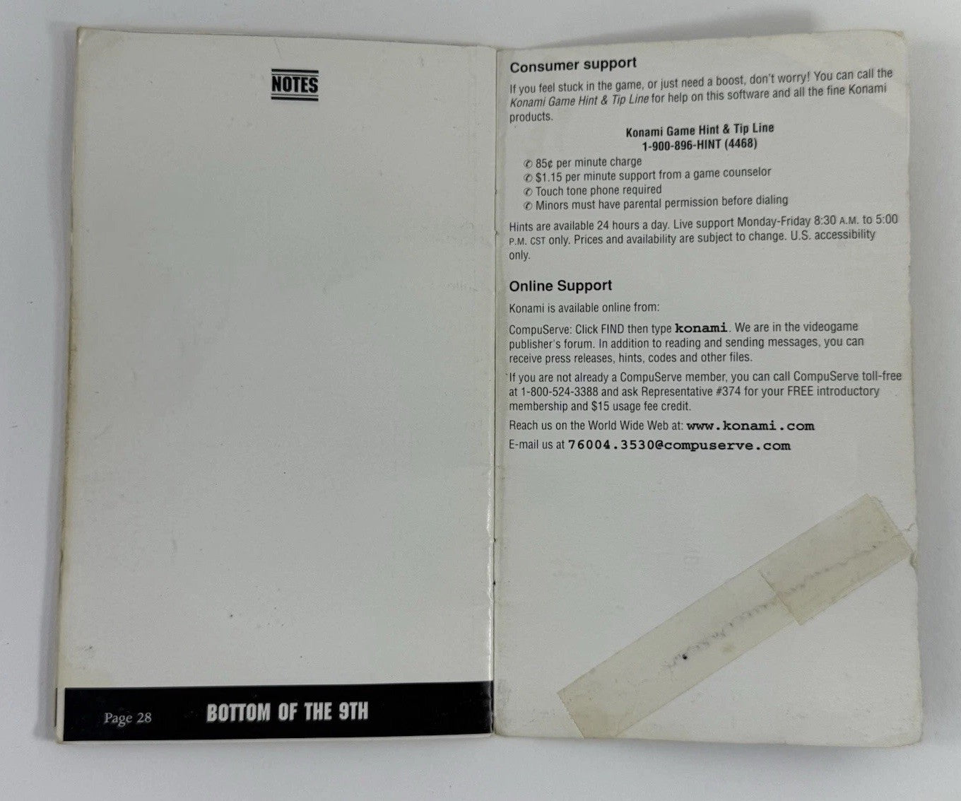 Bottom of the 9th [Long Box] (PlayStation 1, 1996) Game Case Manual - Tested