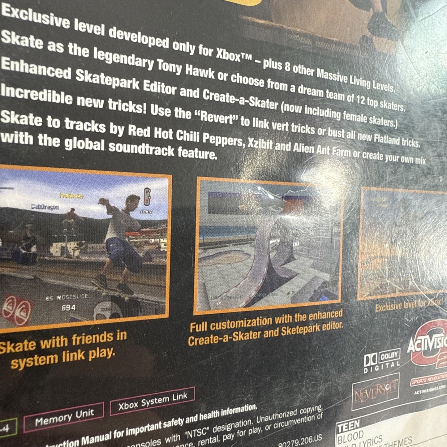 Tony Hawk's Pro Skater 3 (Microsoft Xbox, 2003) Game Case Manual Registration