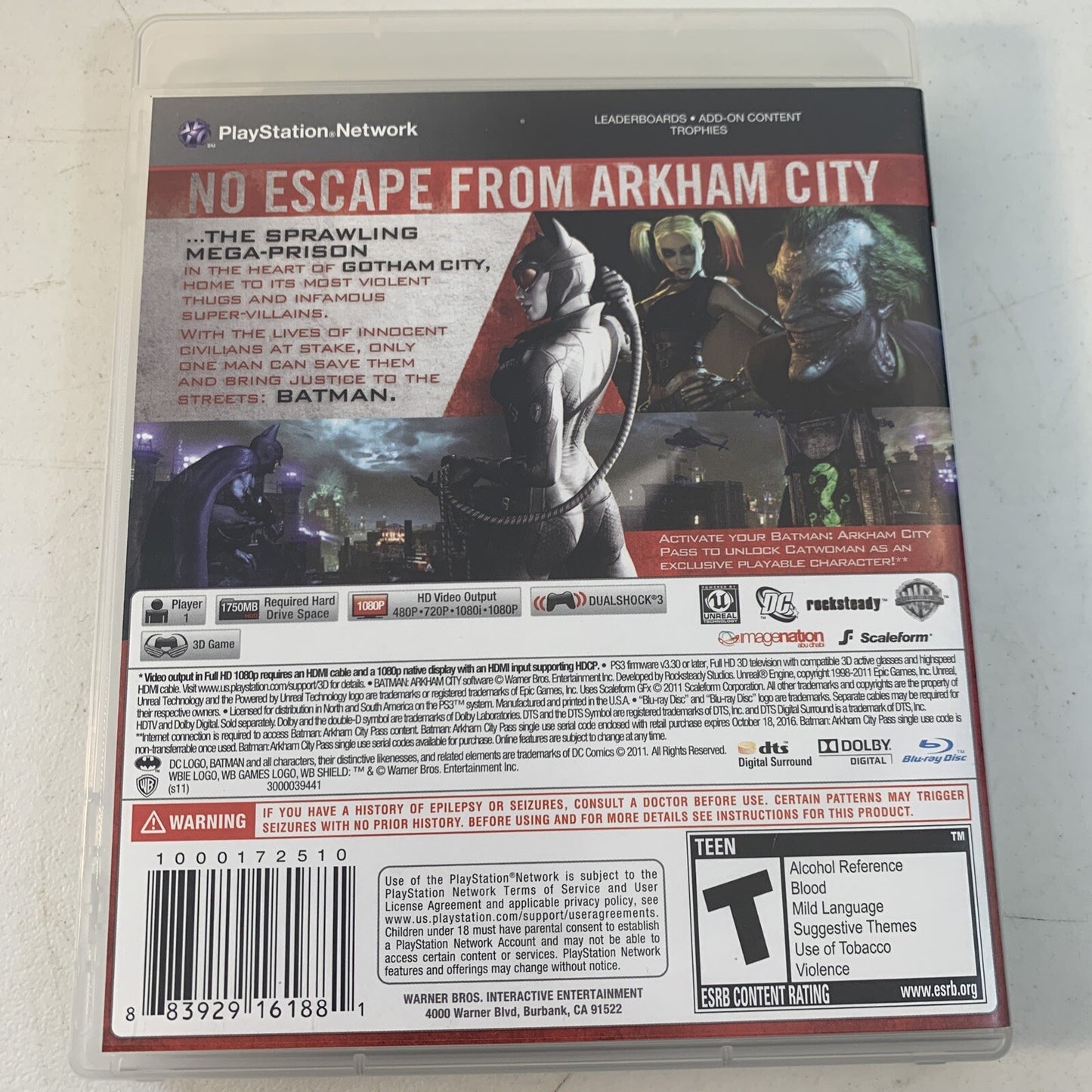 Batman: Arkham City (Sony PlayStation 3, 2011) Game Case Manual Inserts - Tested