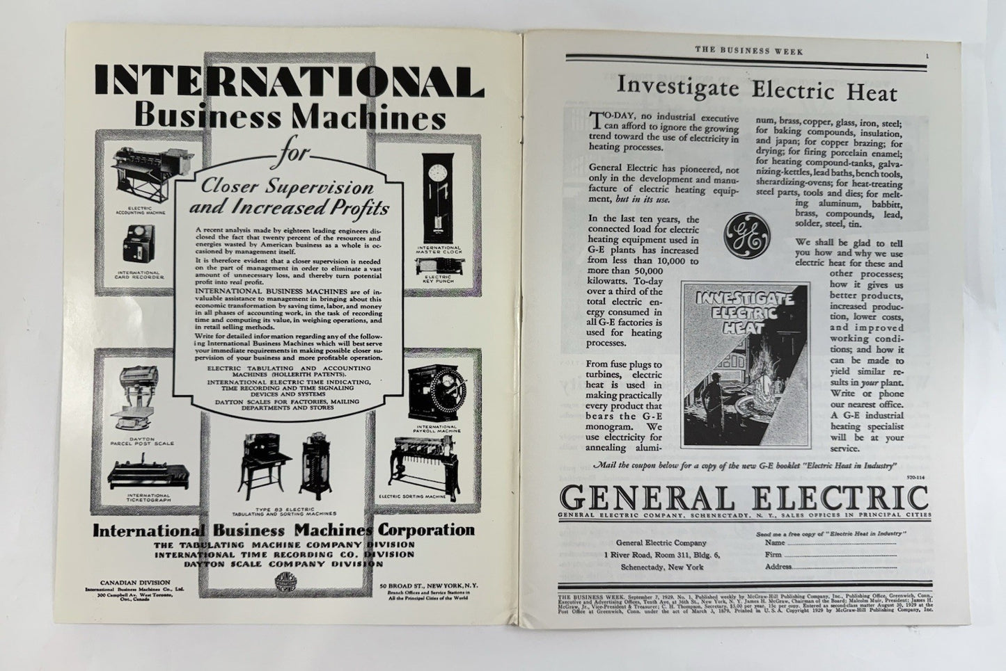 The Business Week - September 7, 1929 - McGraw-Hill - First Issue 1960s Reprint