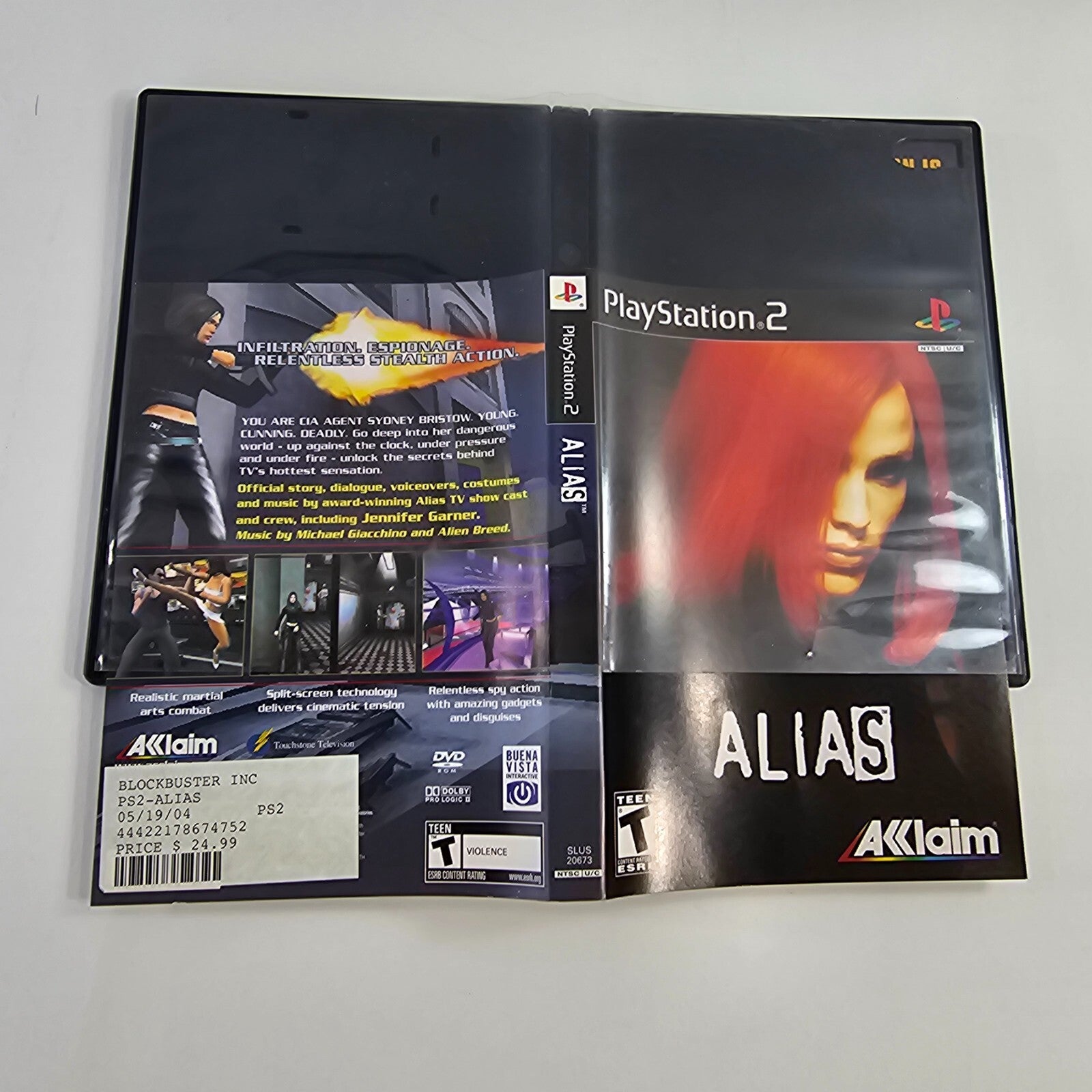 Alias (Sony PlayStation 2, 2004) Game Case Manual Registration - Tested