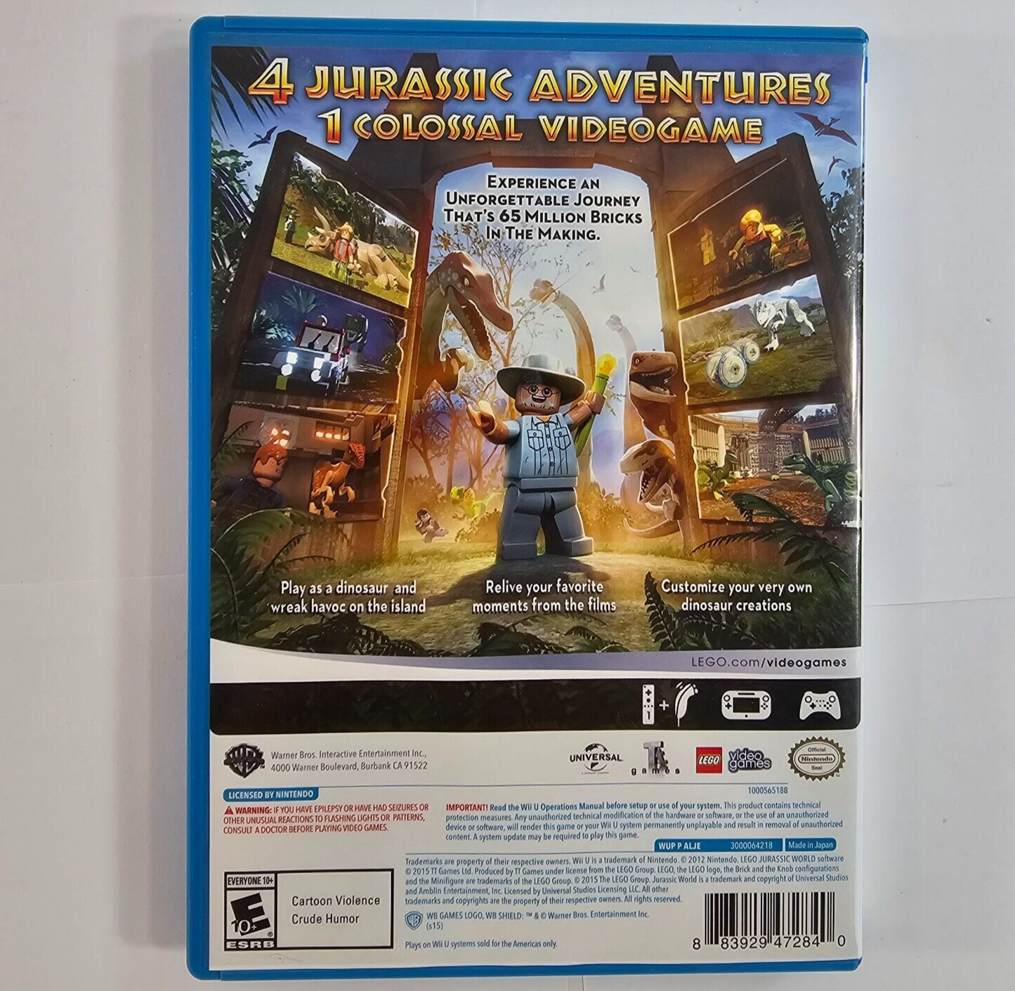 Lego Jurassic World (Nintendo Wii U, 2015) Game Case Manual - Tested and Working