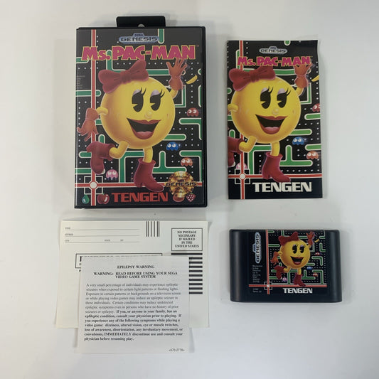 Ms. Pac-Man (Sega Genesis, 1991) Case Game Manual Inserts - Tested