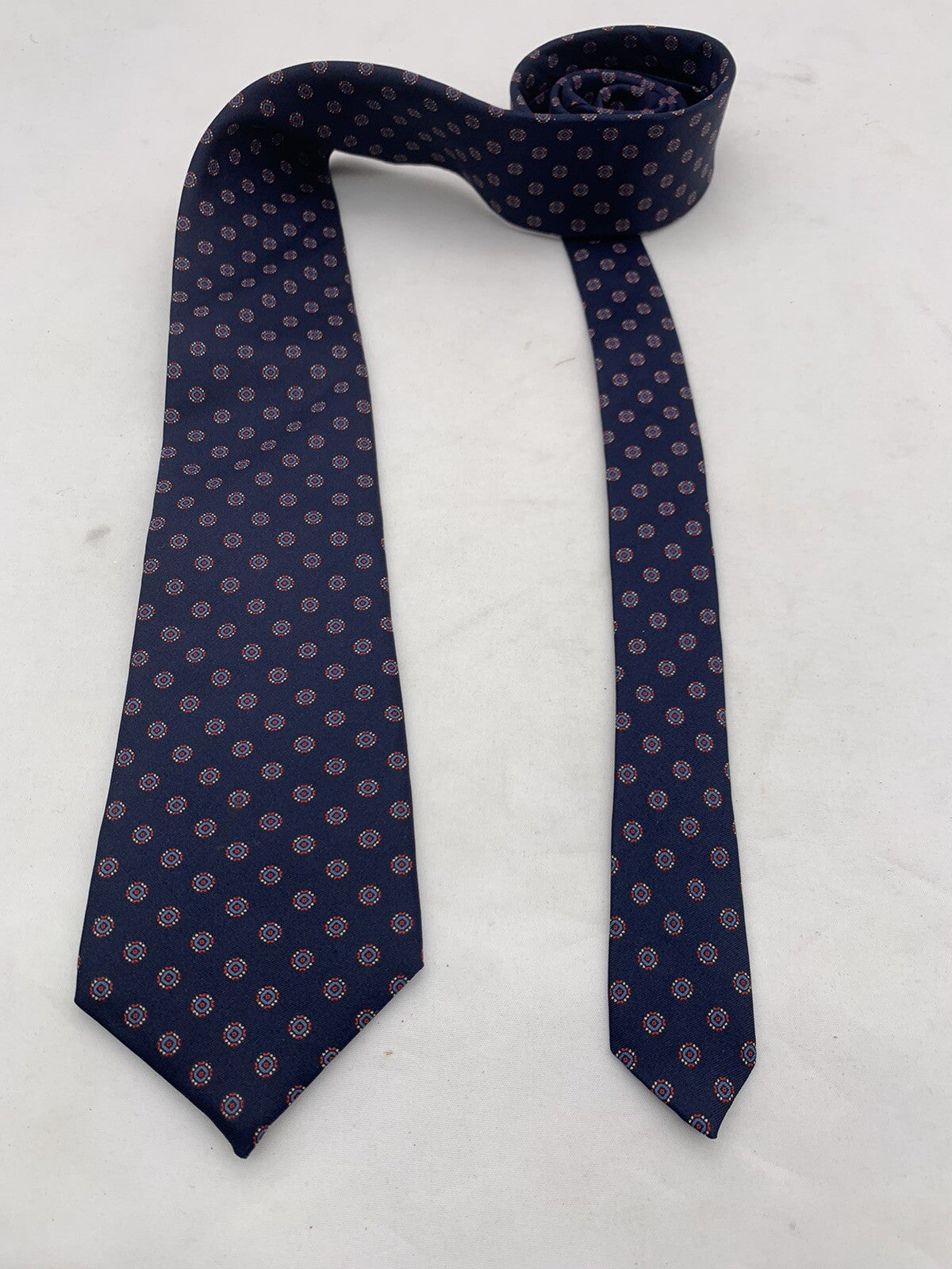 Gloria Vanderbilt for Castle Blue and Red Geometric 62" Tie