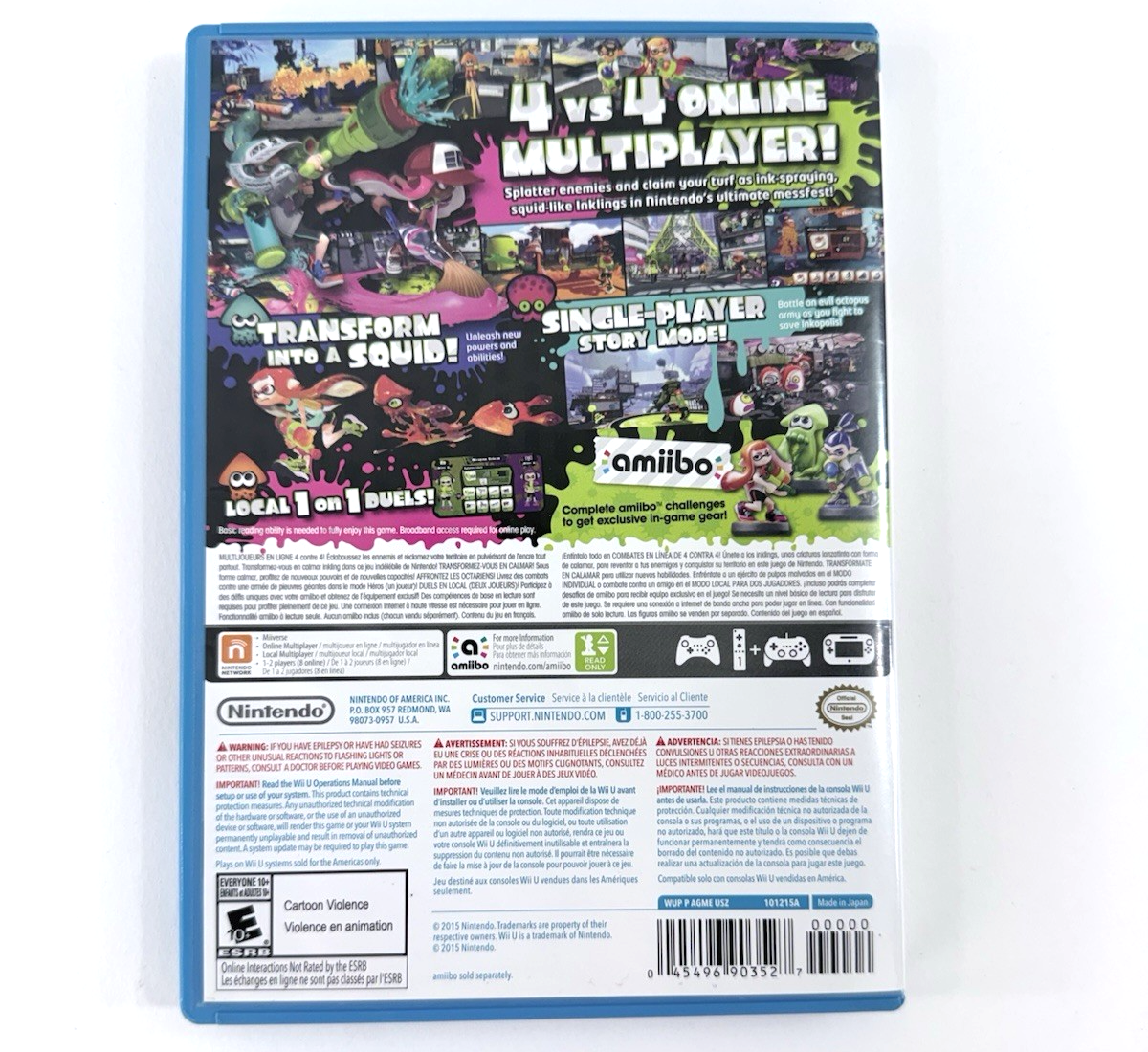 Splatoon (Nintendo Wii U, 2015) Game Case Manual - Tested and Working