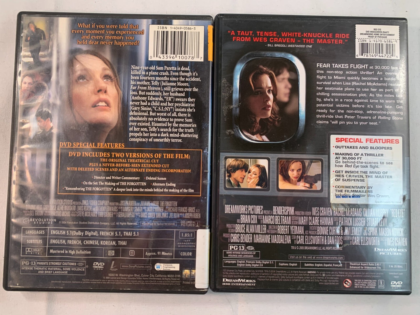 Red Eye (DVD Thriller bundle) The Forgotten - Tested and Working