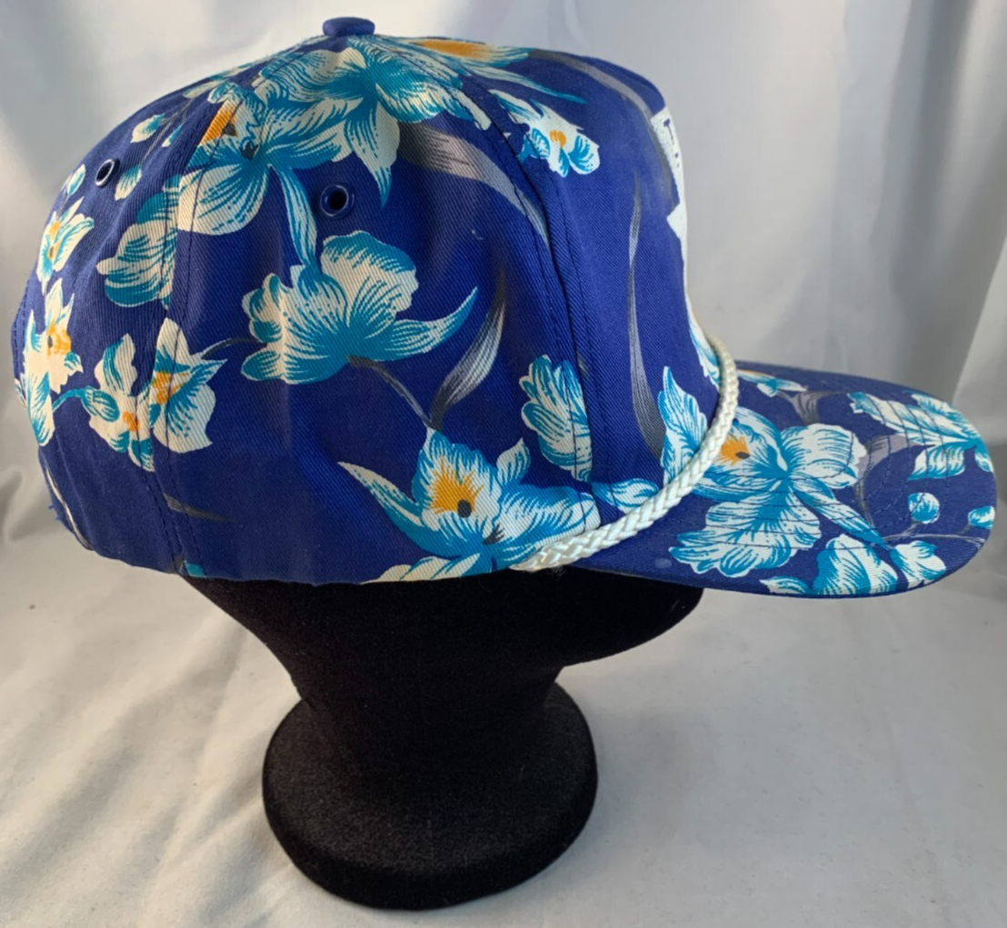 San Sun GE Tesco Lamps Blue Floral Snapback One Size Adjustable Hat