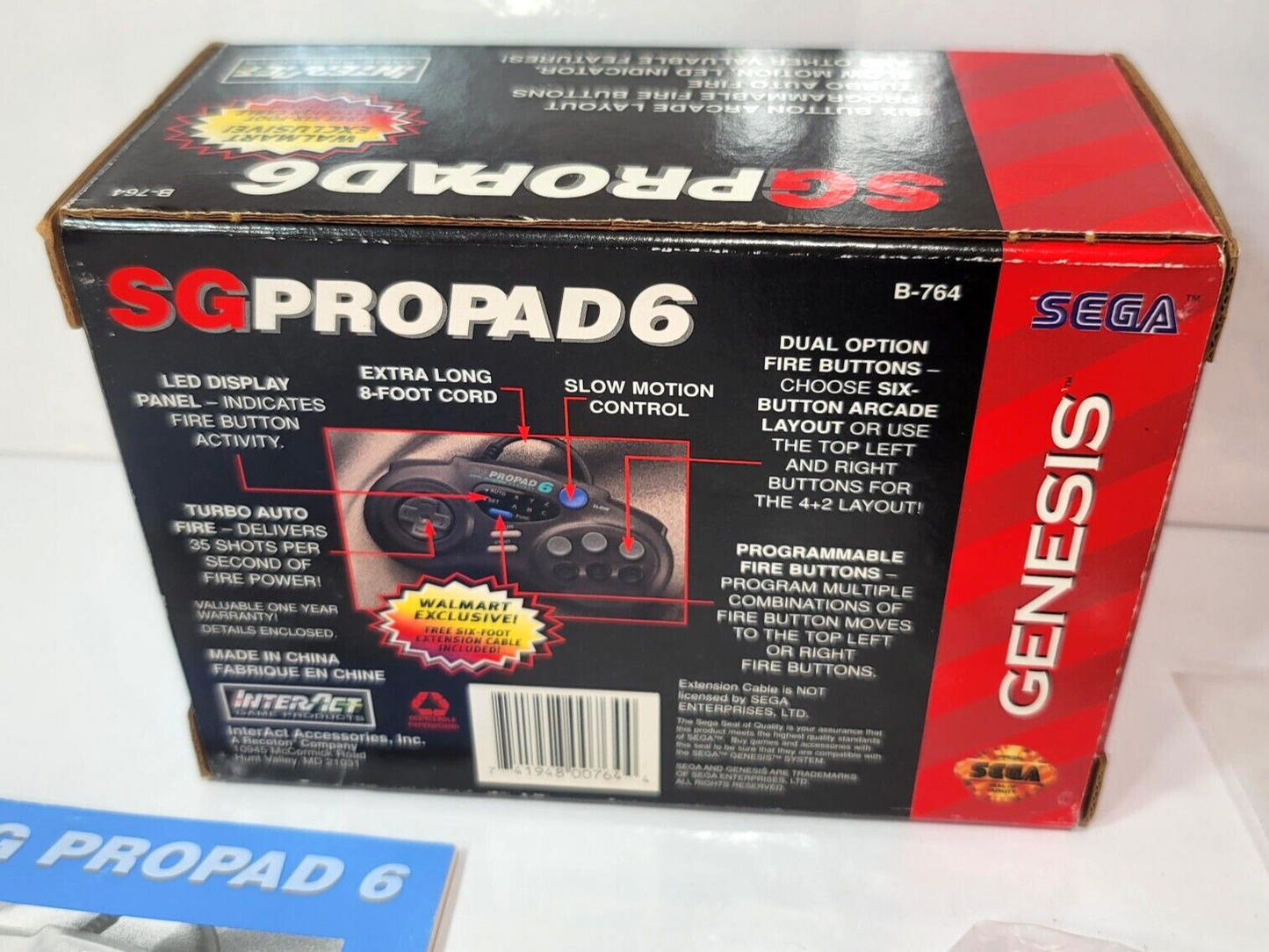 Interact SG ProPad 6 Sega Genesis Controller with Box, Manual, and Registration