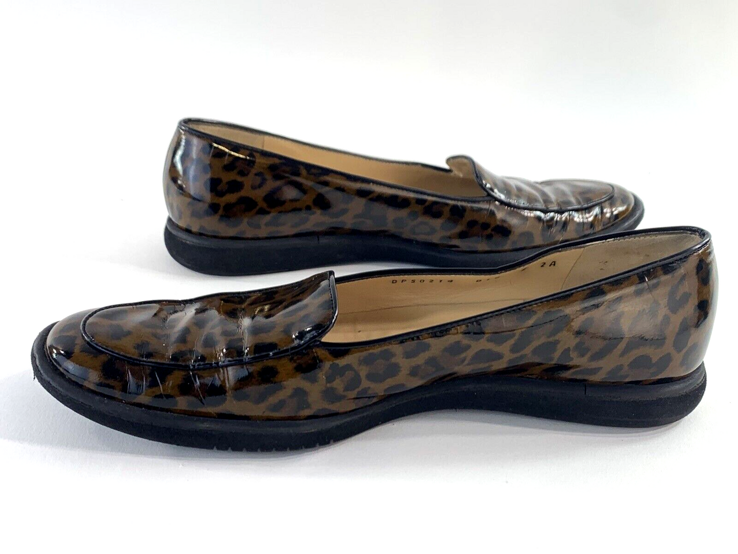 Salvatore Ferragamo Cognac Size 7 AA Leopard Print Brown Patent Leather Flats