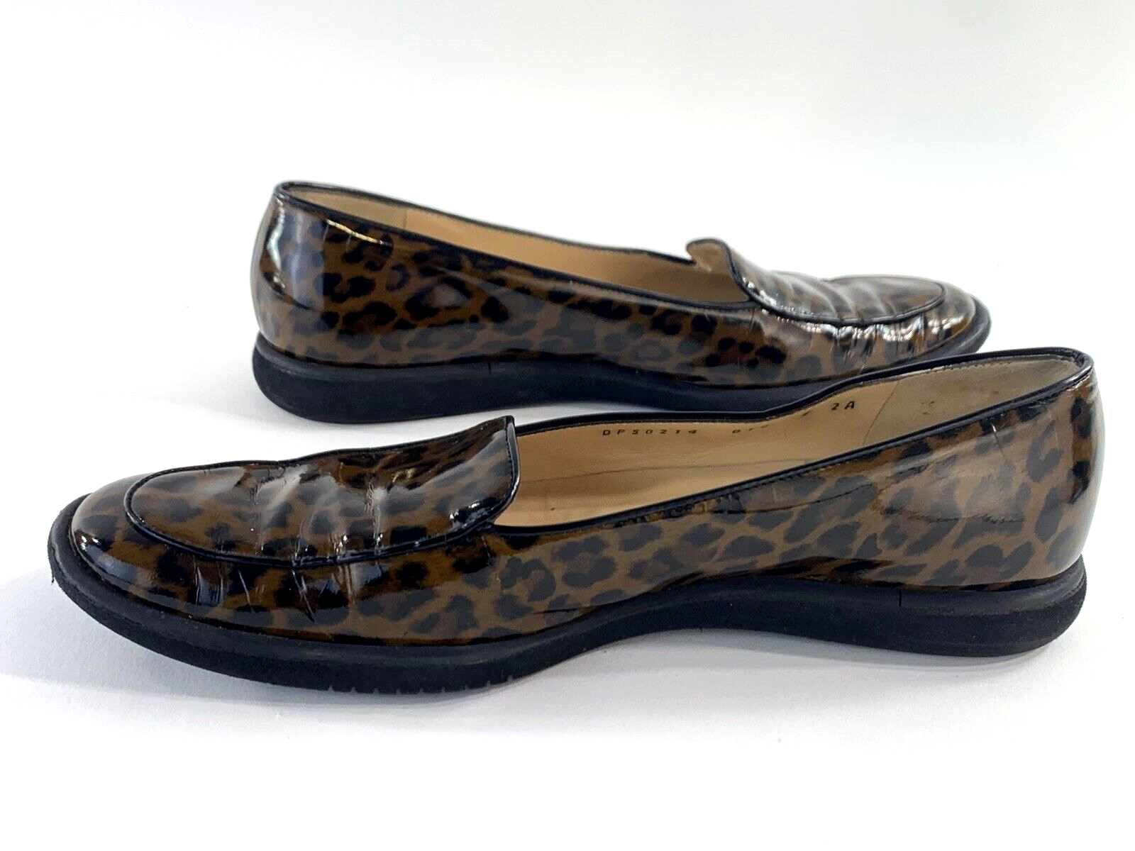 Salvatore Ferragamo Cognac Size 7 AA Leopard Print Brown Patent Leather Flats