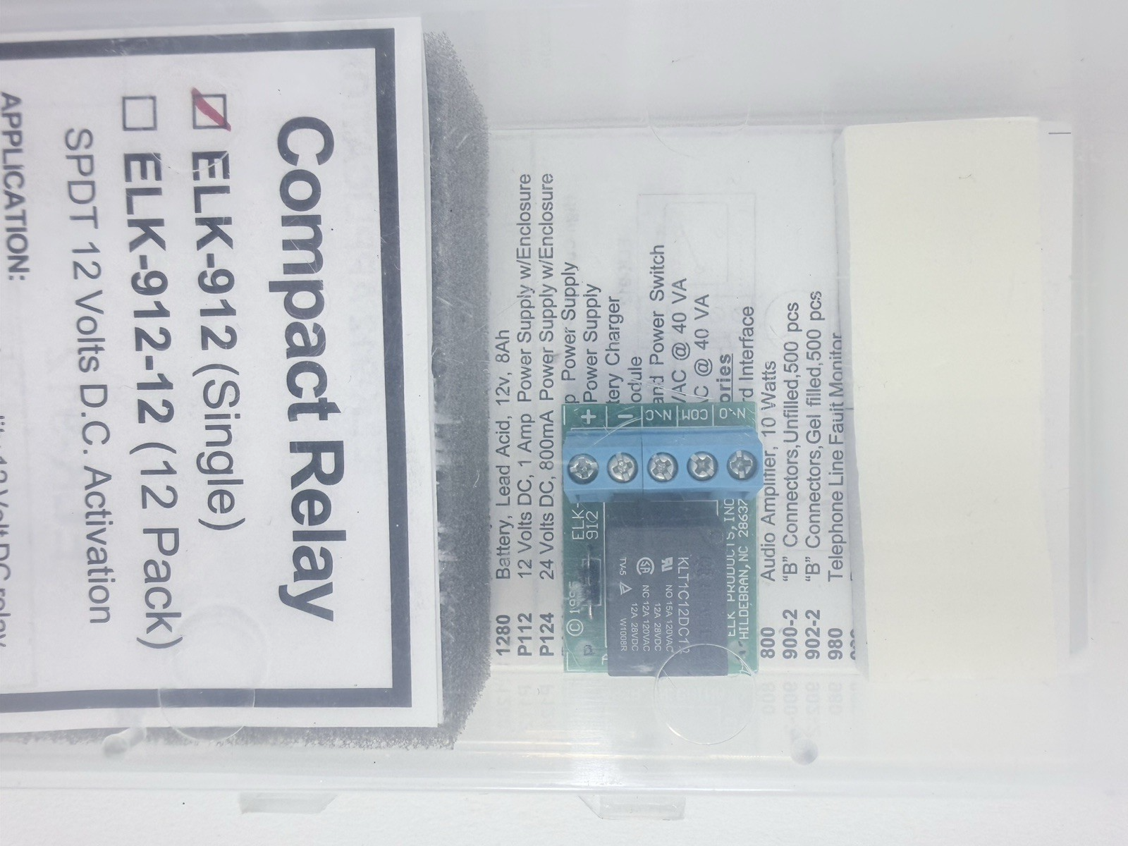 ELK 912 Compact Relay SPDT 12 Volt DC Activation Relay - New, Open Box