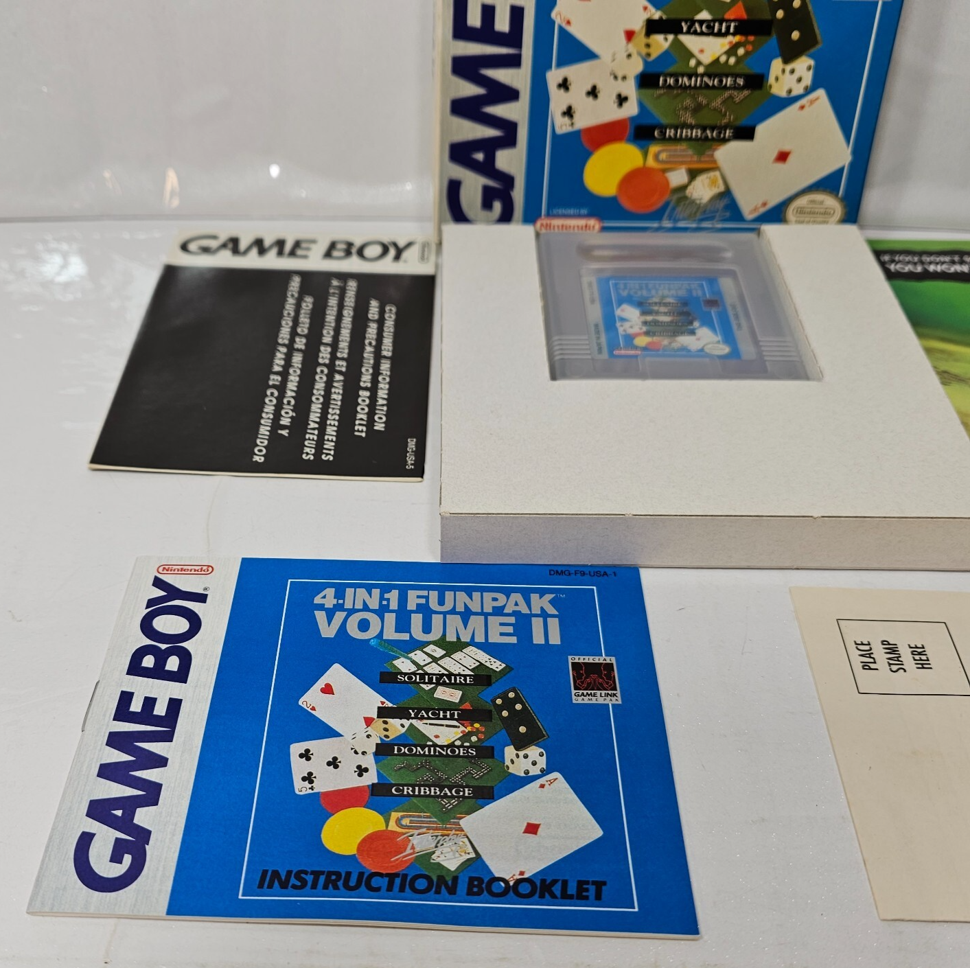 4 in 1 Funpak Volume II (GameBoy, 1993) Game Box Manual Inserts Registration