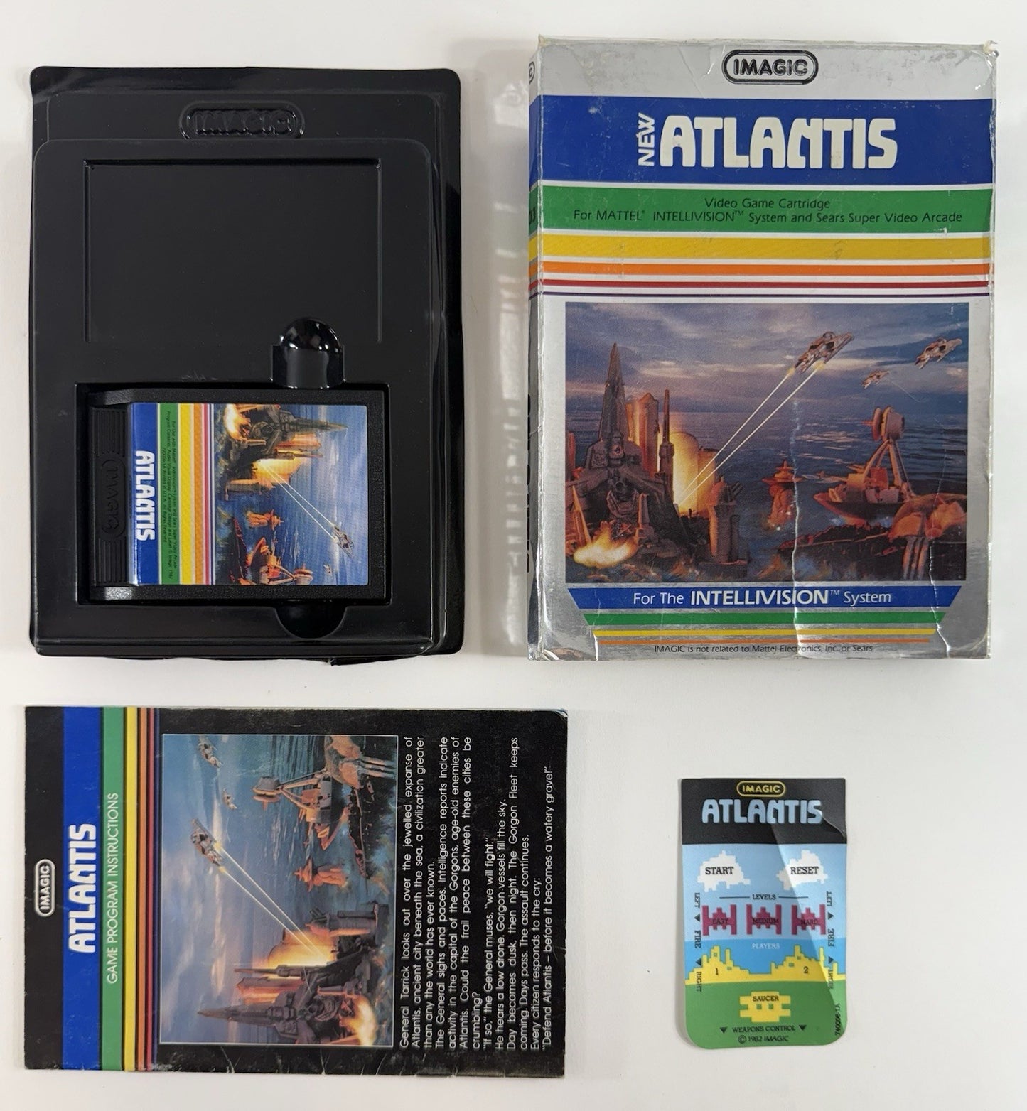 Atlantis (Intellivision, 1982) Game Box Manual Overlay - Tested and Working