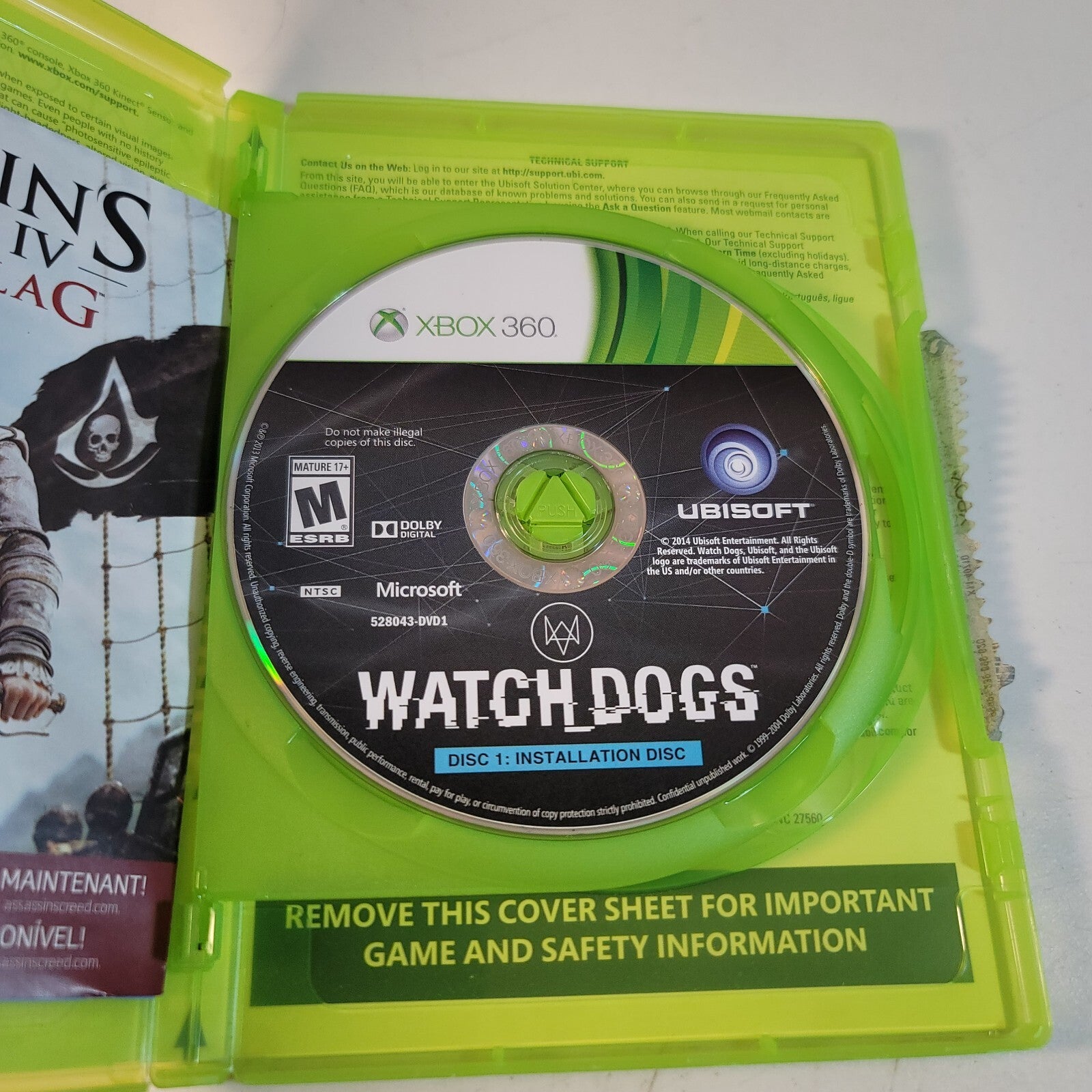 Watch Dogs (Microsoft Xbox 360, 2014) No Manual - 2 Discs