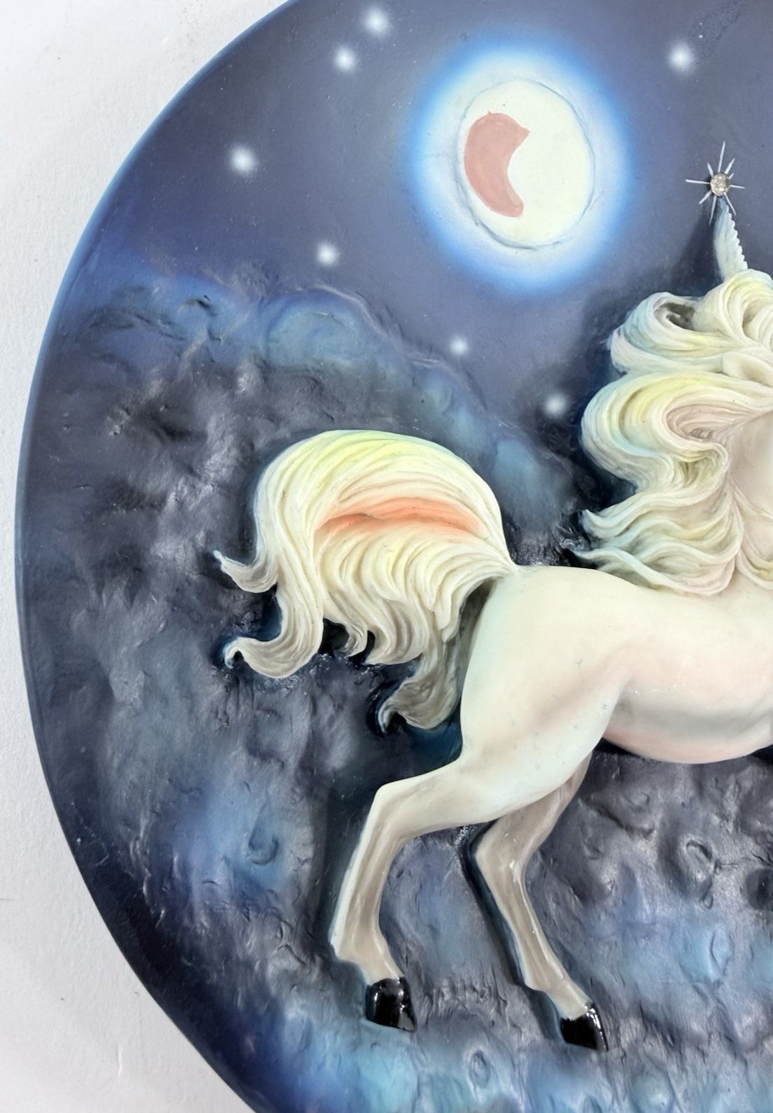 Whimsical 7.5” Moonlit Unicorn Textured Decorative Plate