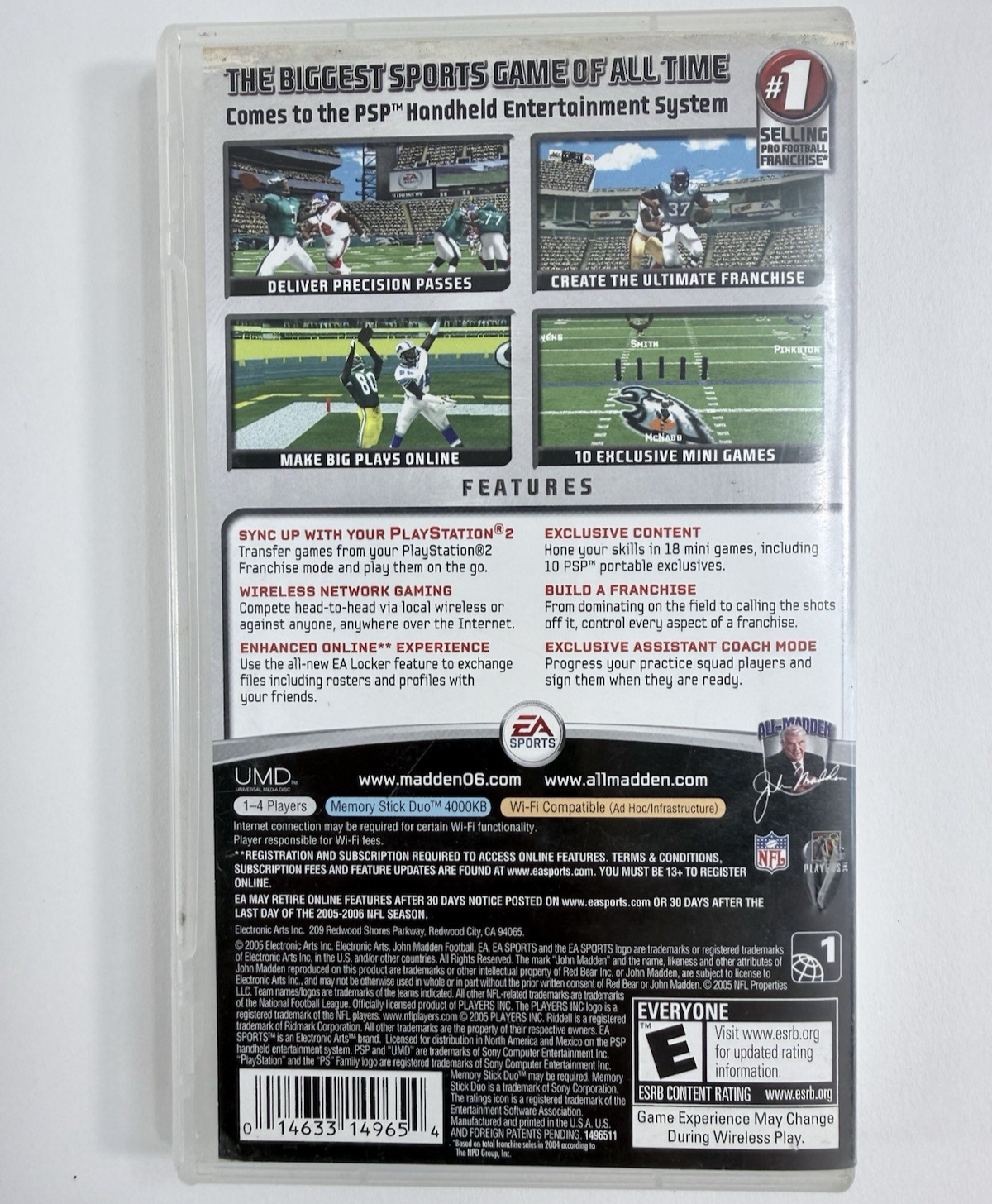 Madden NFL 06 (Sony PSP, 2005) Game And Case - Tested and Working