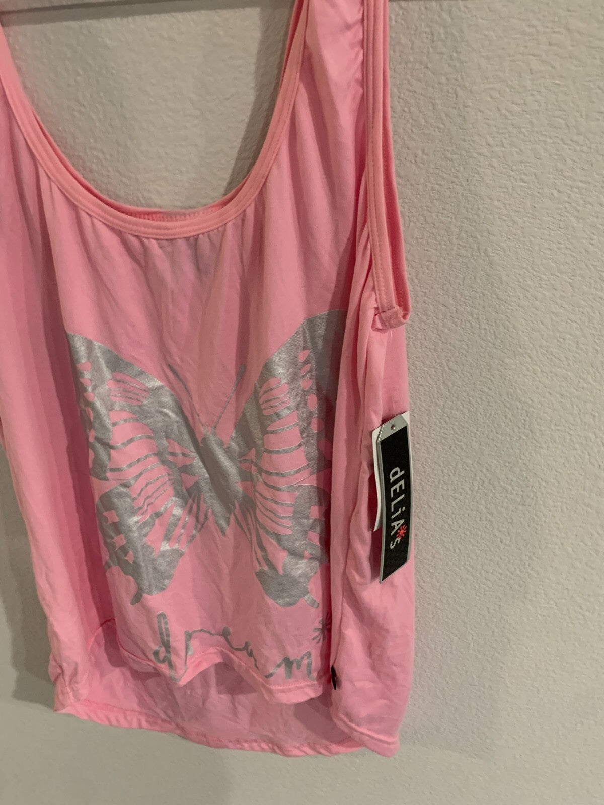 dELIA's Pink Sleeveless Graphic Butterfly Tee NEW XL