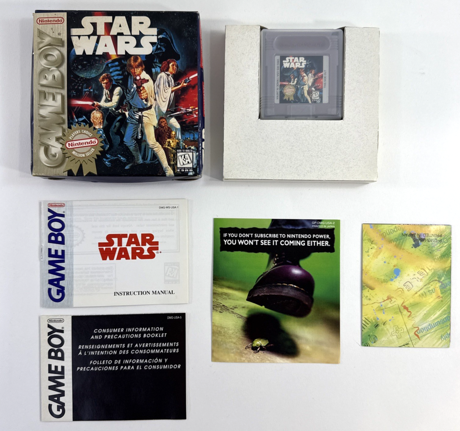 Star Wars (Nintendo Gameboy, 1996) Game Box Manual Inserts - Tested and Working